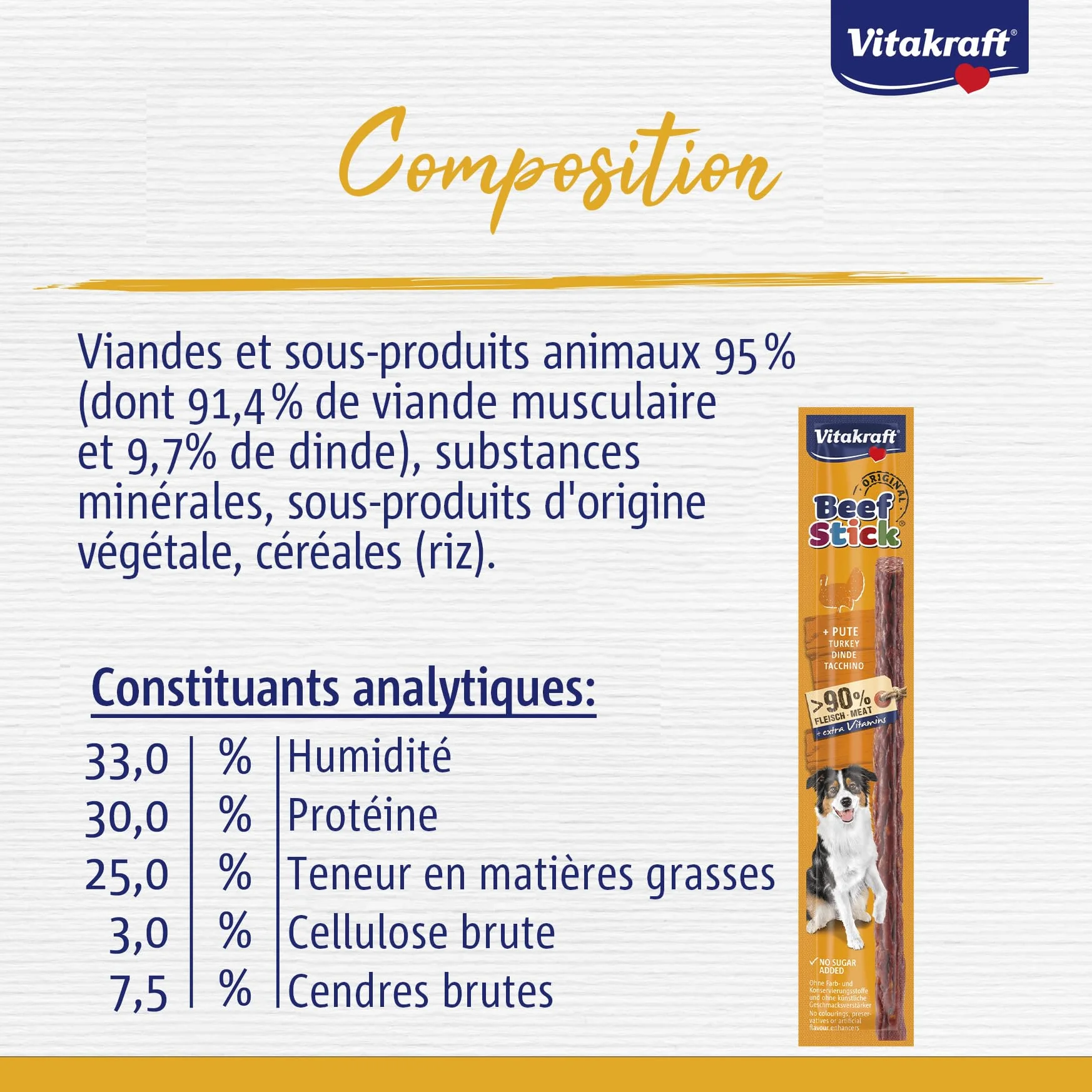VITAKRAFT Beef Stick con Tacchino Snack alla Carne per Cani 12 g