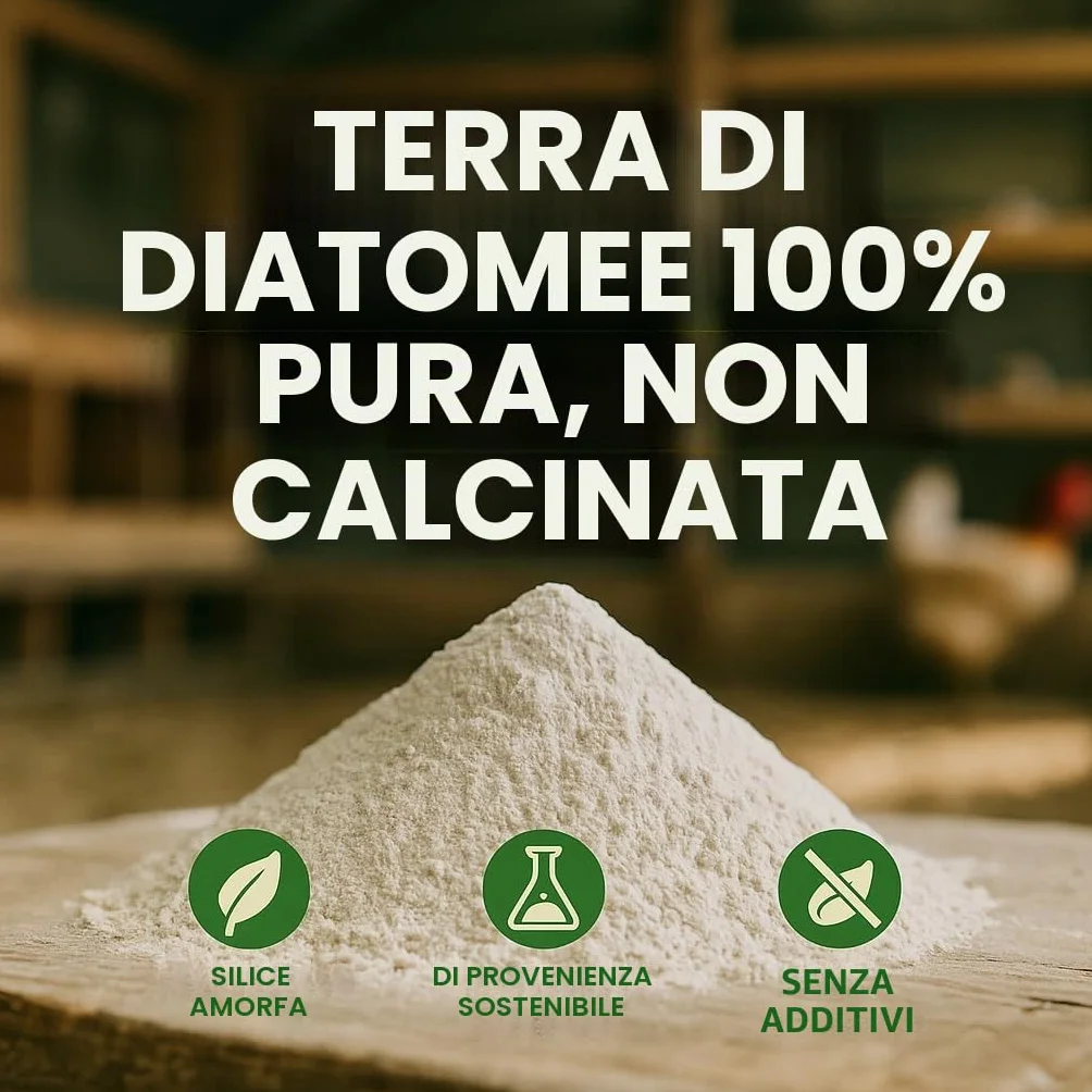 GiDeli Diatomea per polli polvere pura non calcinata contro acaro rosso uccello 10 kg