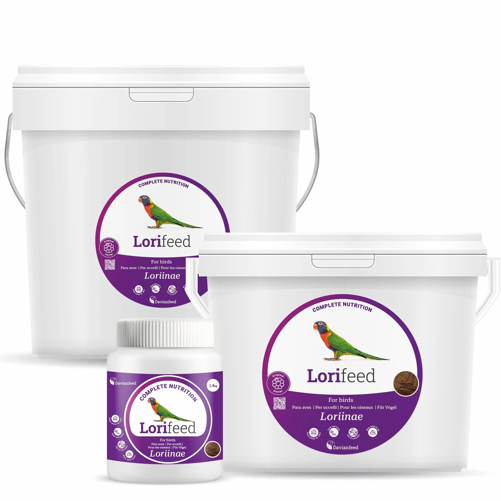 Lorifeed - Nettare Completo per Lori 1,4 kg - Alimentazione per Uccelli Nettafori - Formula Naturale - Qualità Premium per la Salute Digestiva - Davianfeed