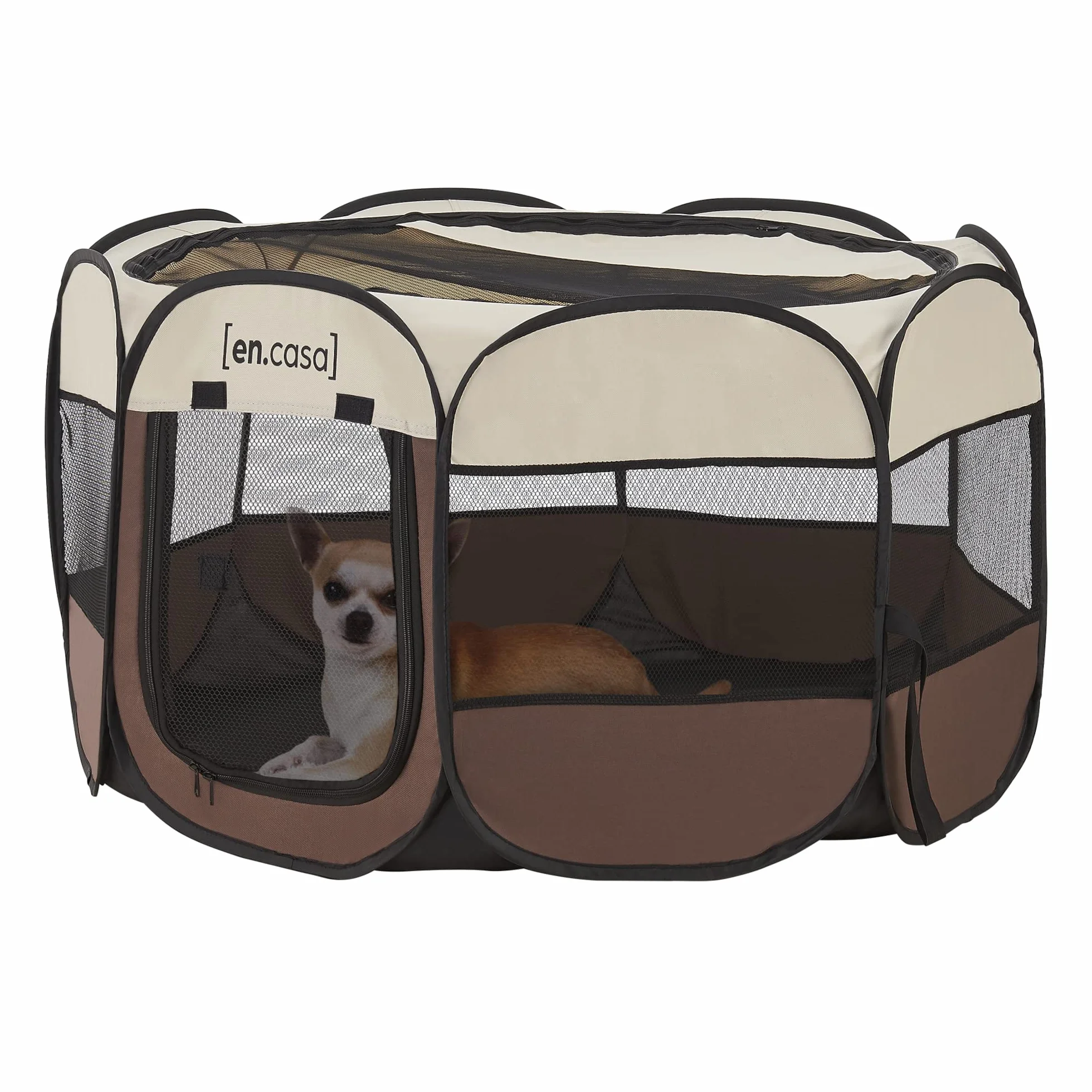 [en.casa] Recinto Morbido per Animali (AxLxP) 58 x 114 x 114 cm Box Pieghevole per Cuccioli, Tessuto Impermeabile, incl. Borsa di Trasporto