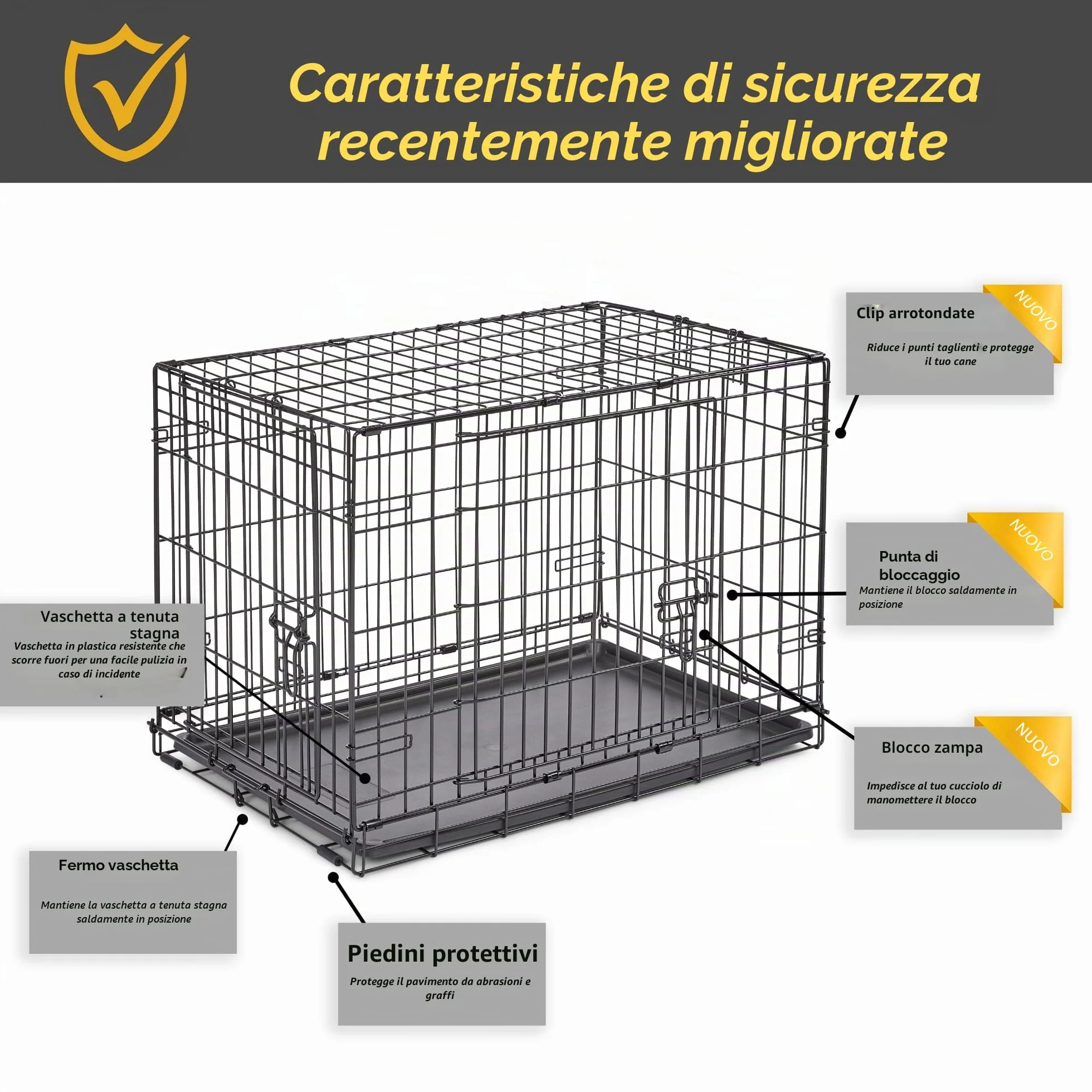 New World Gabbia per cani a doppia porta 76 cm pieghevole in metallo