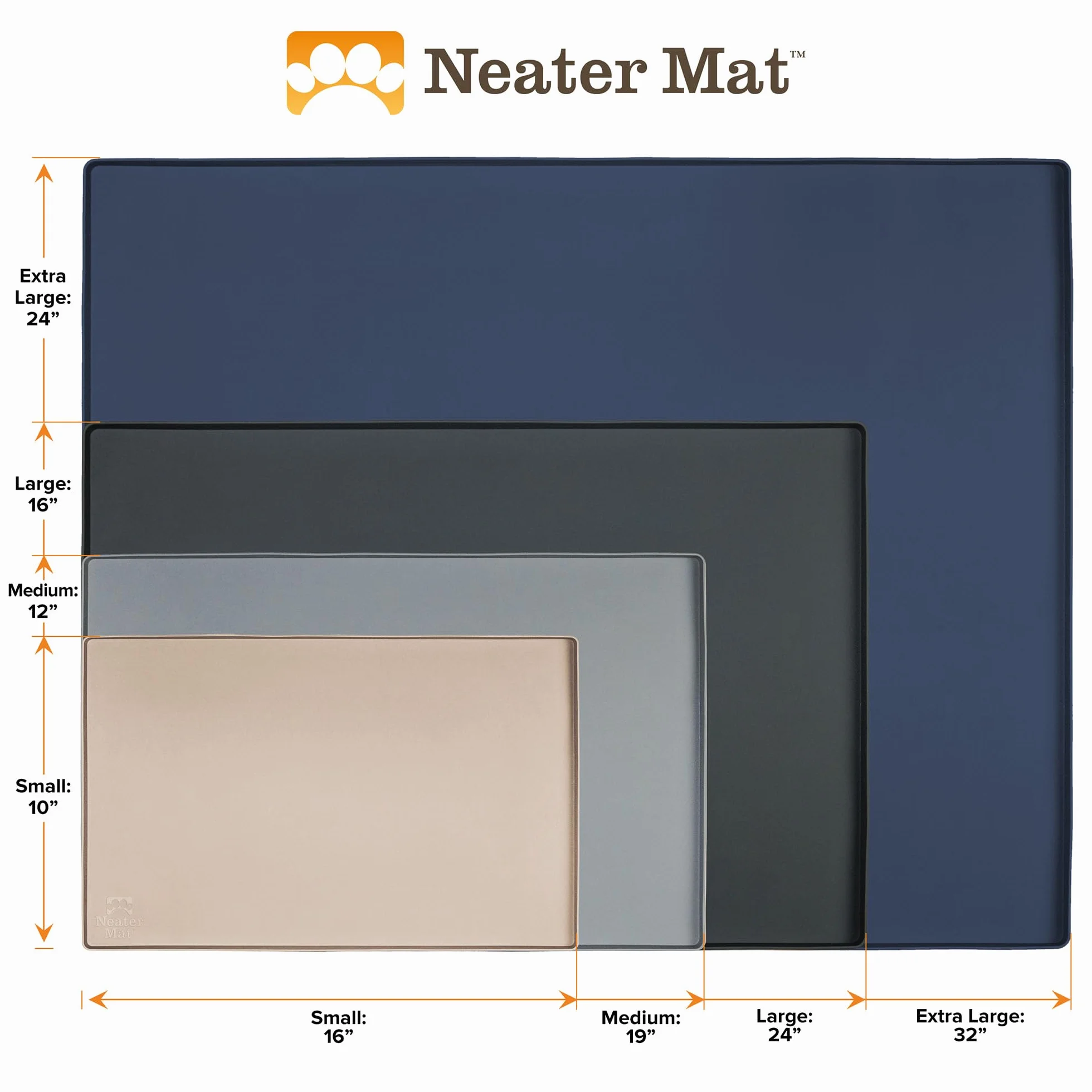 Neater Pet Brands Neater Mat - Tappetino impermeabile in silicone per animali domestici, protegge i pavimenti da cibo e acqua (Acqua Marina, 40,6 x 25,5 cm Silicone)