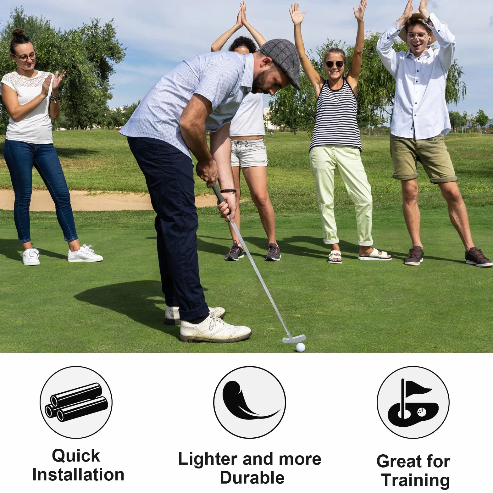 Putter da golf, putter da golf per destrorsi e mancini per principianti giovani, set di mini mazze da golf rimovibili, 83,8 cm, con 2 palline da golf standard a doppio strato