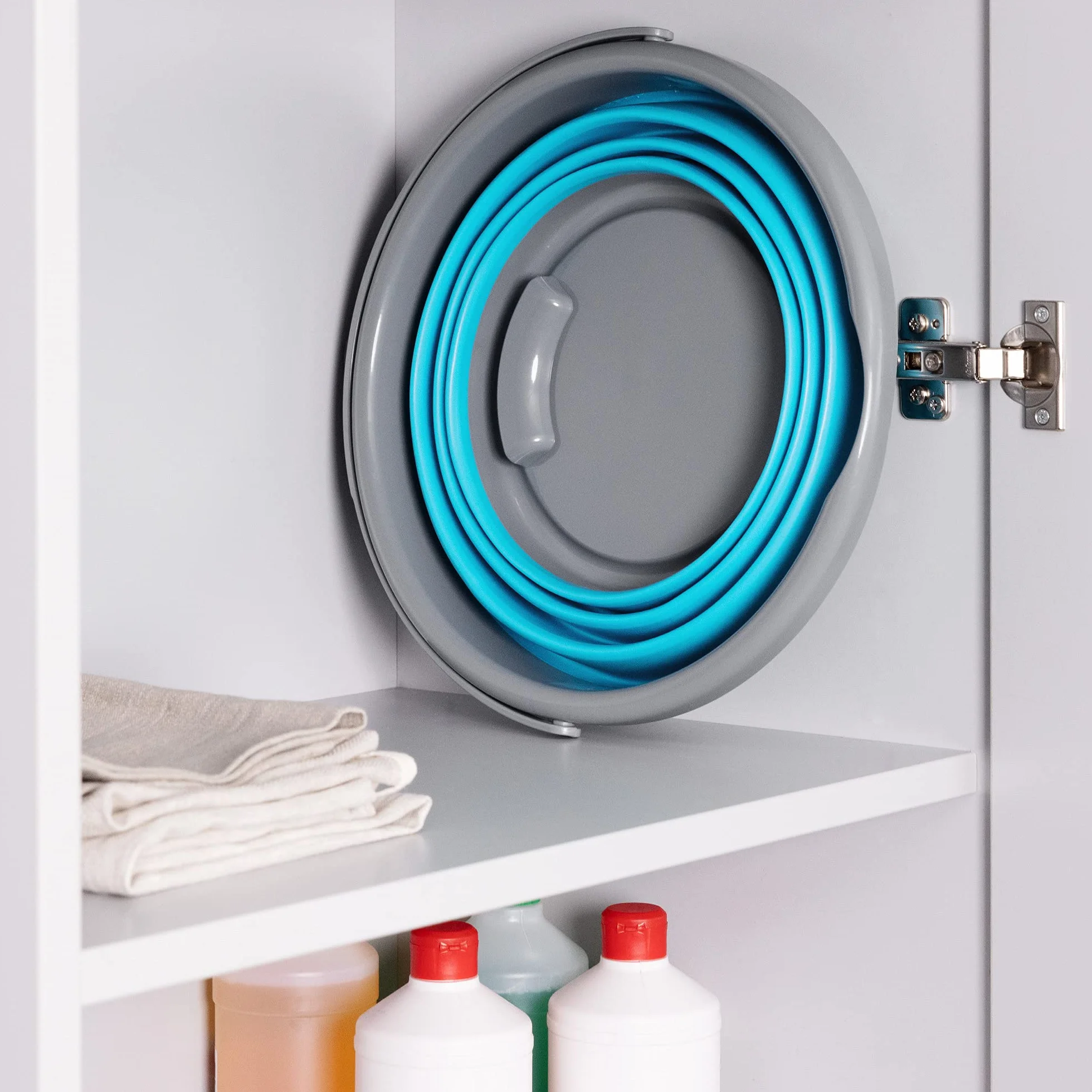 Navaris Secchio Pieghevole 10 Litri Silicone - Secchiello Richiudibile Pulizie Bucato Campeggio Pesca - Secchio Portatile Acqua Azzurro