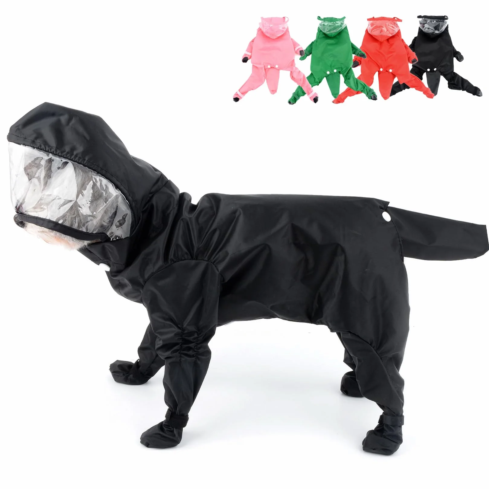 Zunea Impermeabile per cani con cappuccio Tuta a quattro zampe Poncho per piccole razze e cuccioli