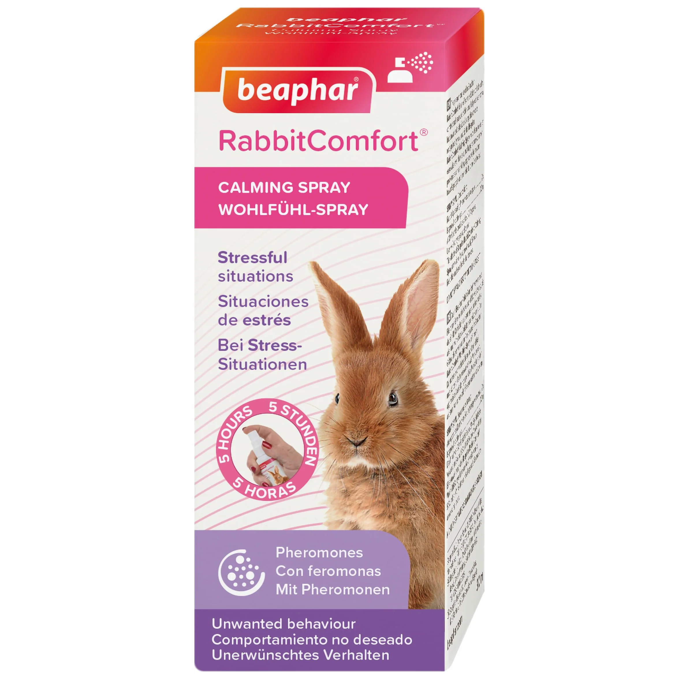 Beaphar - RabbitComfort® Spray calmante - Riduce l'ansia e lo stress in aree mirate - Per l'uso in casa o in gabbie - Azione rapida - Inizia a lavorare in 15 minuti - 30ml