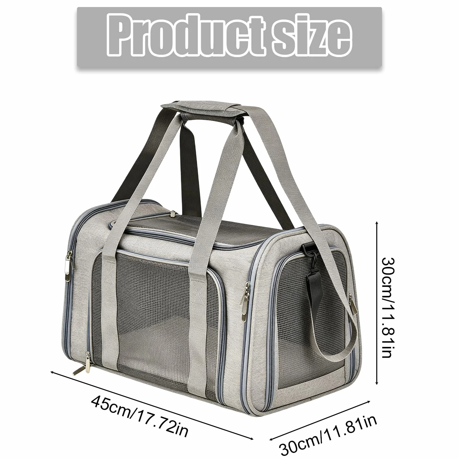 Borsa per il trasporto del gatto: pieghevole e traspirante, borsa per il trasporto di cani, comoda per gatti fino a 5 kg, viaggi e gite 45 × 30 × 30 cm