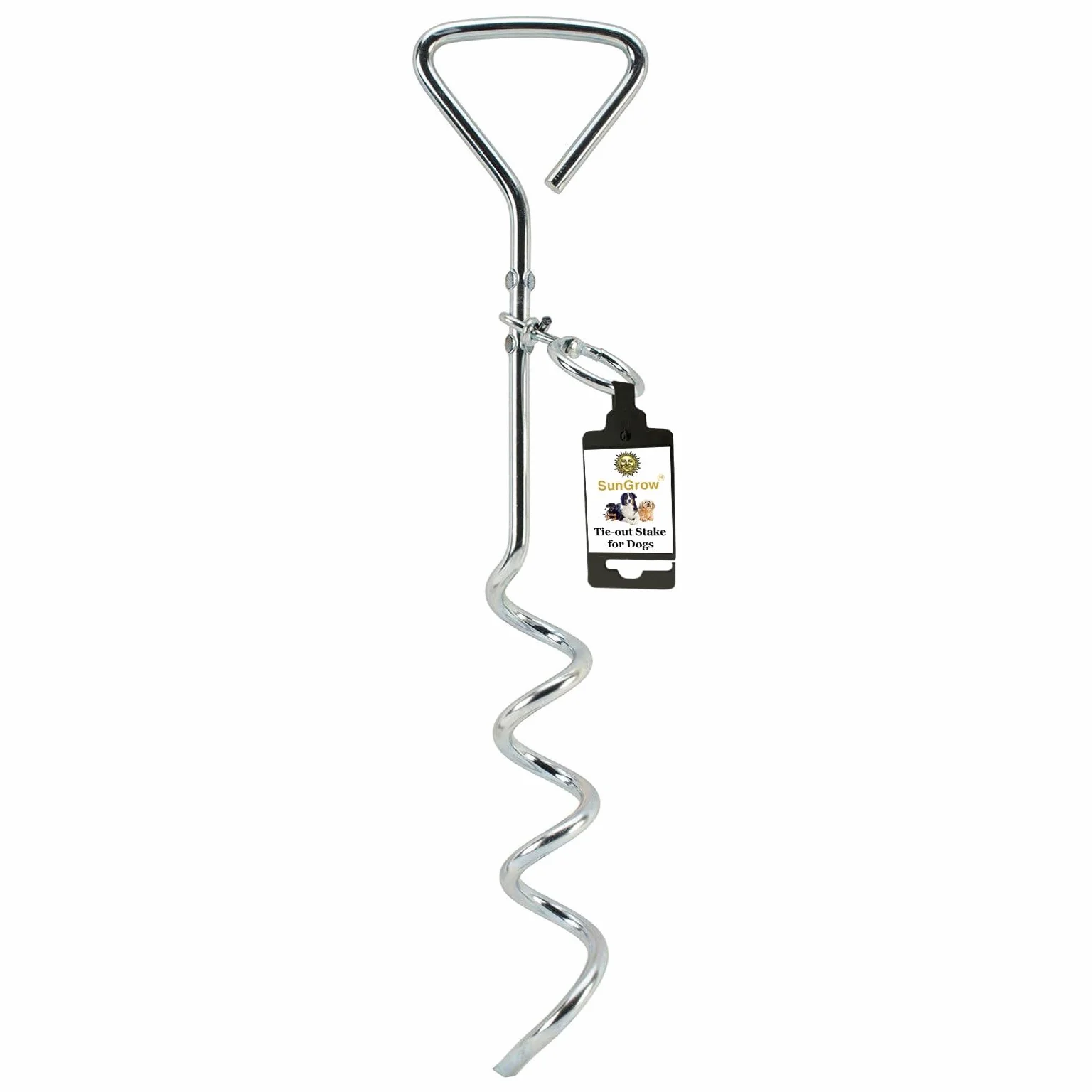 Sungrow Picchetto Da Esterni Per Guinzaglio, In Acciaio Inox, Con Anello Girevole Di 360deg Design A Spirale, Molto Pratico, Resistente E Facile Da Usare, Adatto Per Cani Fino A 36.3kg