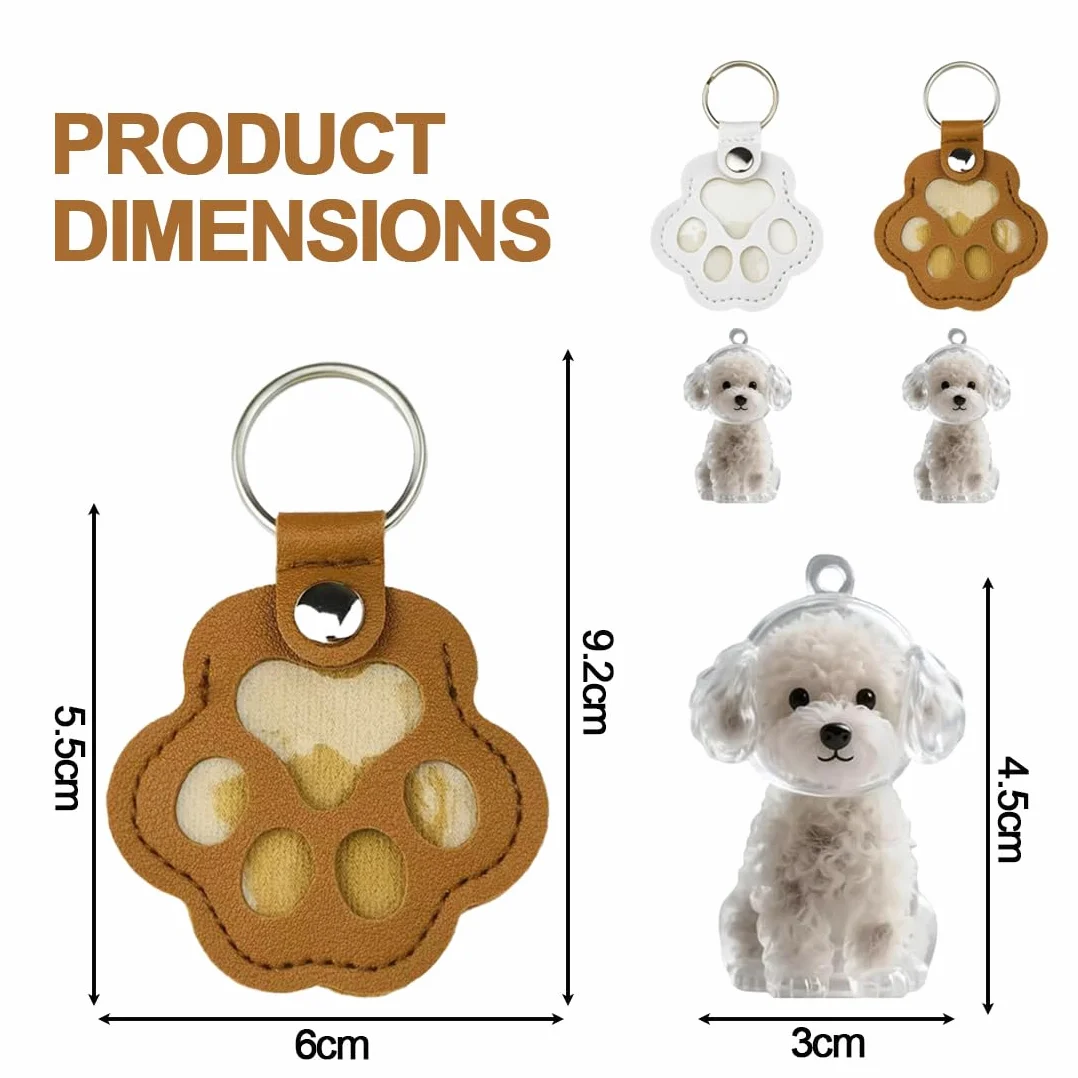 4 Portachiavi Hair, Pezzi Commemorativi in Pelo di Cane, Charms Borse, Contenitore Conservare, Dog-Shaped Keepsake per Pet Hair Storage, Regali Amanti degli Animali Domestici