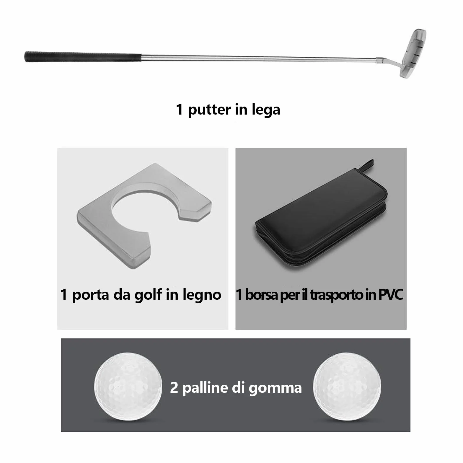 Mazza da Golf in Lega di Alluminio Staccabile, Putter per Golfisti Destri, Set Golf da Ufficio con Palline e Sacca, per Allenamento Indoor o Outdoor
