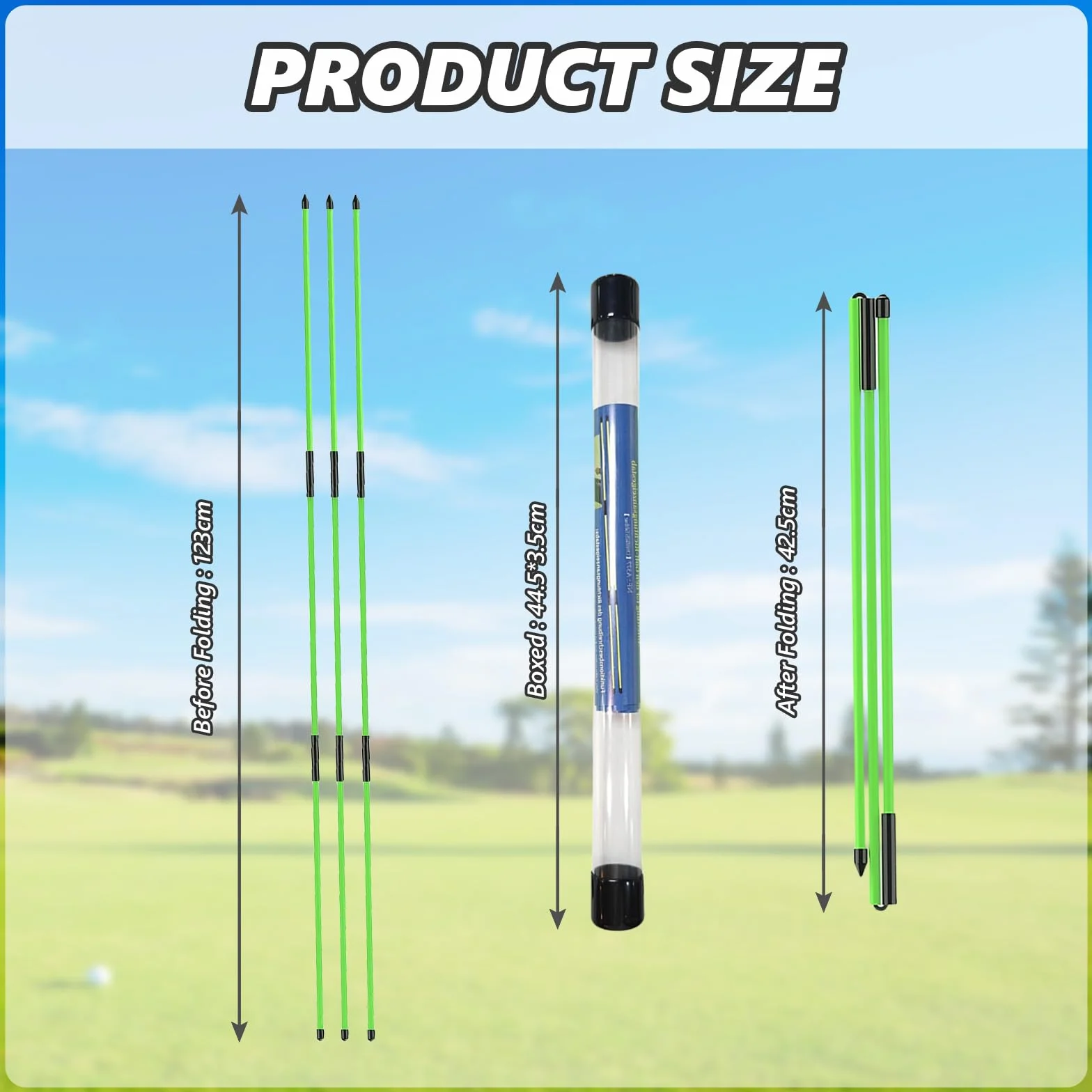 flintronic Bastone Indicatore Golf, Bastoncini di Allineamento da Golf a Tre-Pieghe, Attrezzatura da Allenamento daGolf Portatile per Puntare, Allenare, Accessori di Postura Corretta daGolf