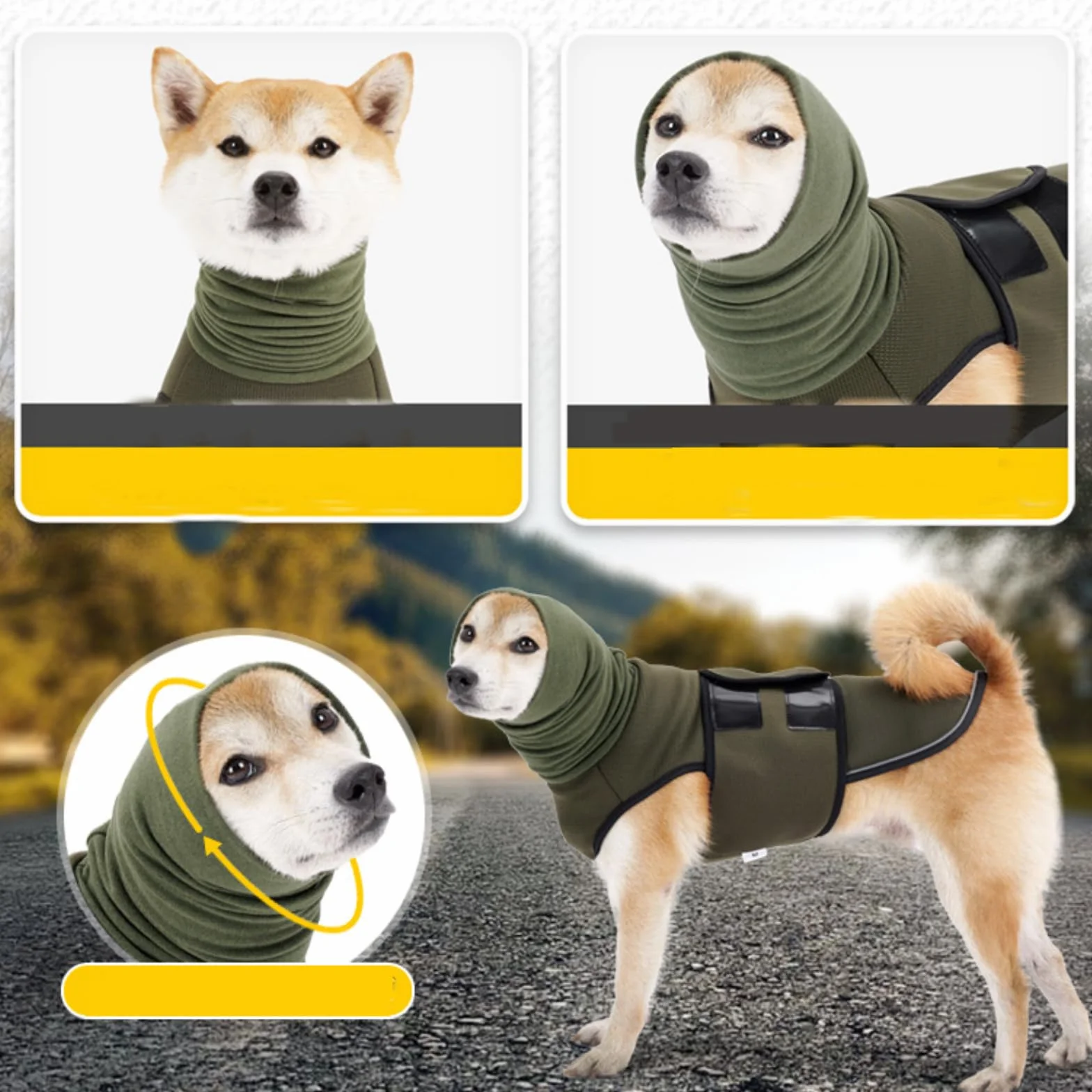 Yanmucy Cappotto calmante per cani 2 in 1 con snood regolabile per ansia fuochi d'artificio