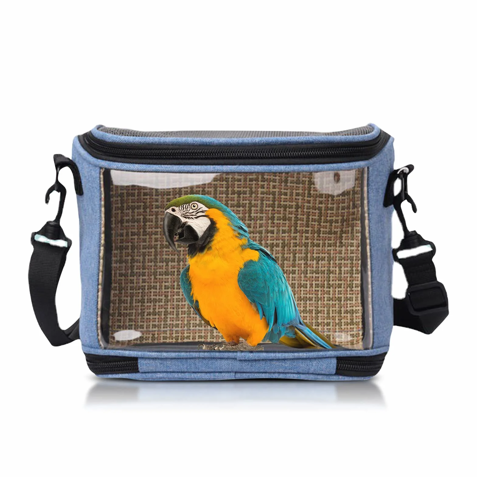 PETCUTE Trasportino per uccelli con Tracolla,Trasparente PVC Trasportino Portatile per Pappagalli per Uccelli da Compagnia,Borsa per il Trasporto di Uccelli con Cintura di sicurezza integrata