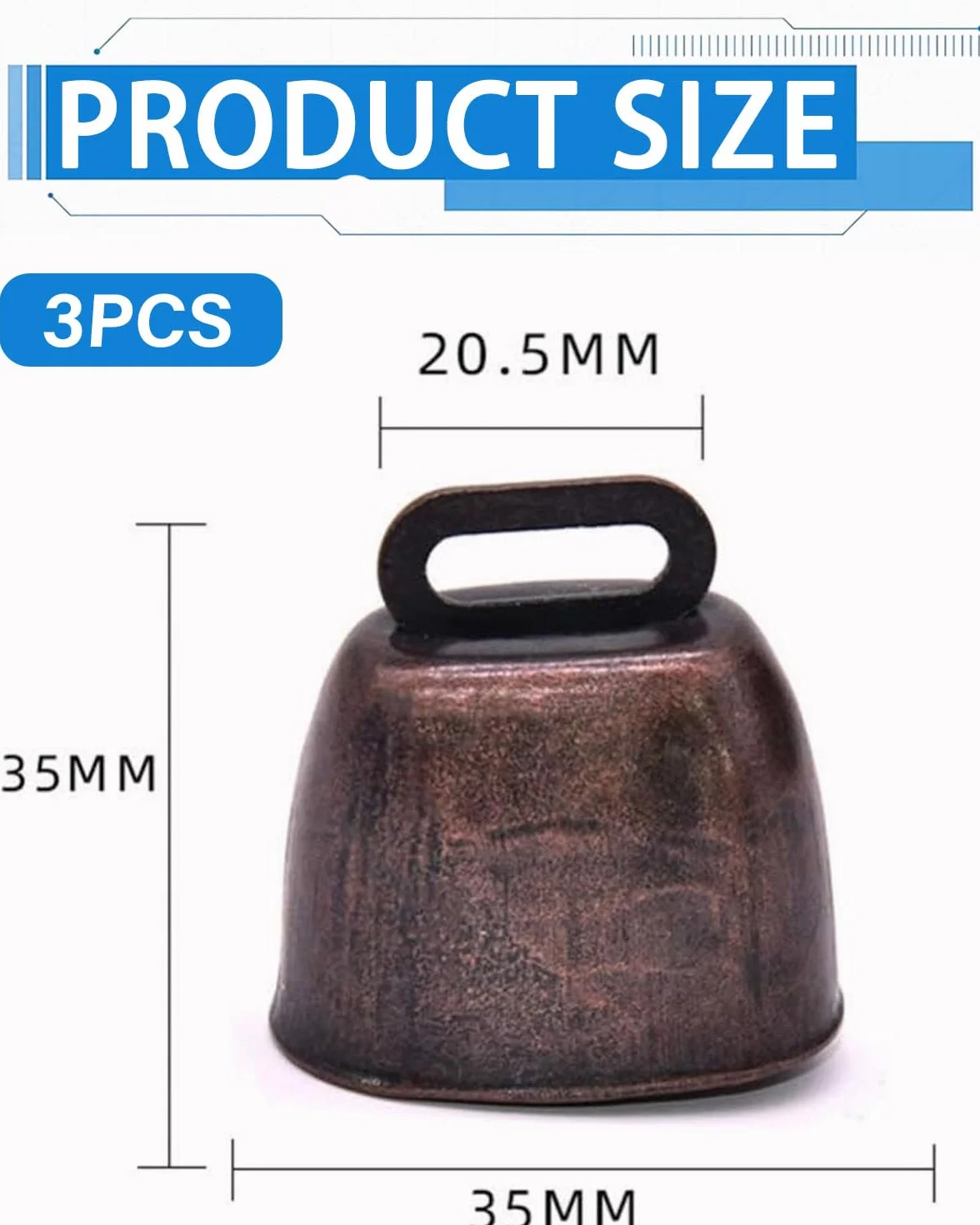 Campana in Metallo Antico, per Mucca, Cavallo, Pecora, Rame, Bronzo Rosso