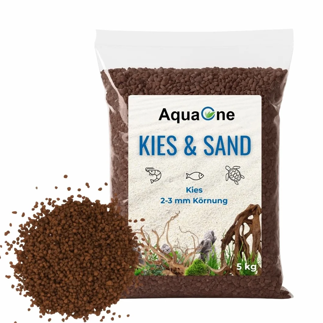 AquaOne Ghiaia per Acquario Sabbia 5 kg | Fondo chiaro nero multicolore fine medio grossolano | Ghiaino per Acquario di Qualità Premium | Quarzo Sabbia Ghiaino Decorazione Aquascaping Grana (marrone 2