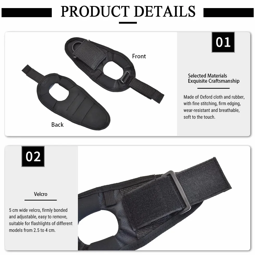 Porta Torcia Subacquea, Guanto Porta Torcia Sub, Supporto per Torcia Subacquea, per Immersioni Snorkeling Nuoto, Cinturino da Polso Regolabile, Nero