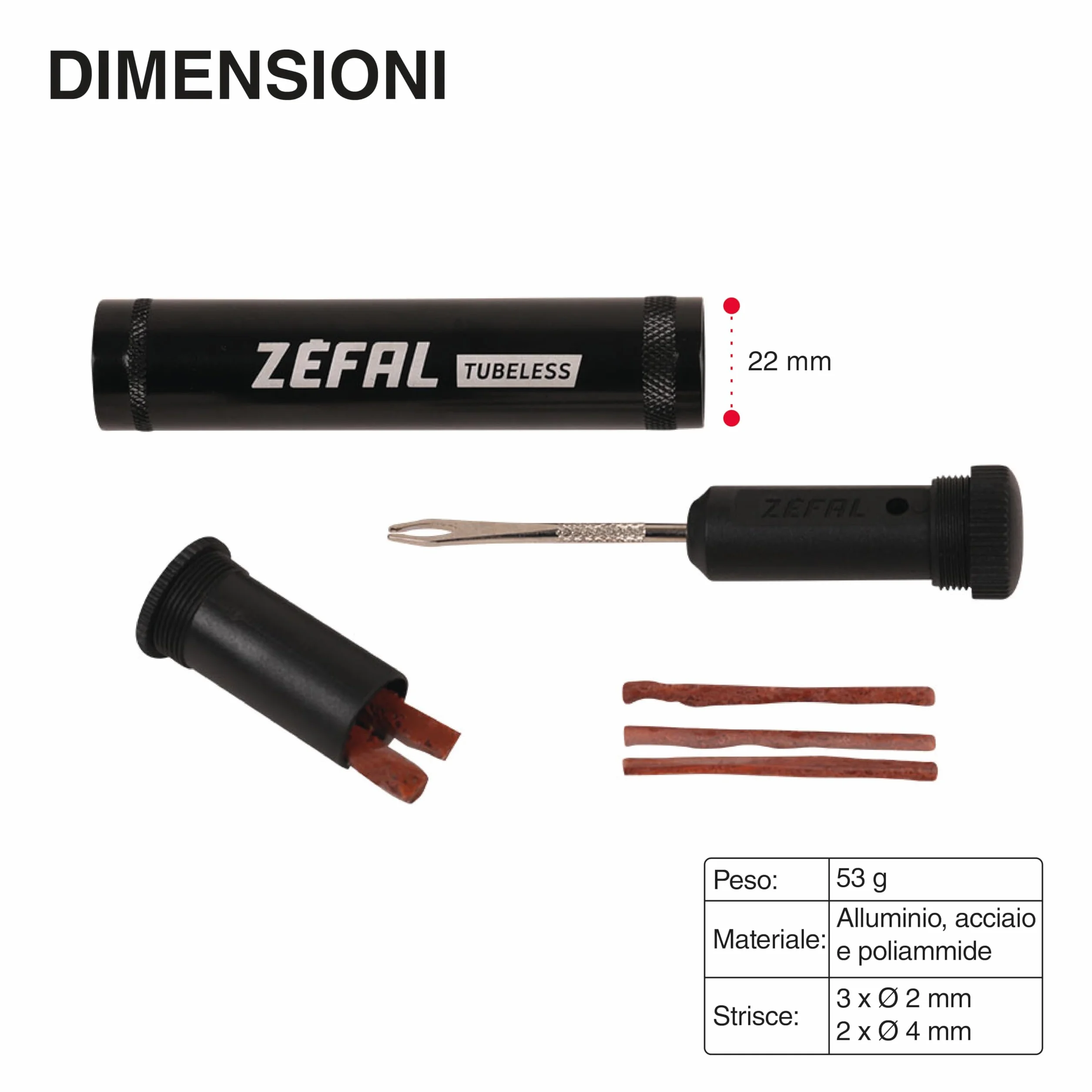 ZEFAL Kit di Riparazione tubeless con Clip di Montaggio, puntura Unisex, Nero, Universale