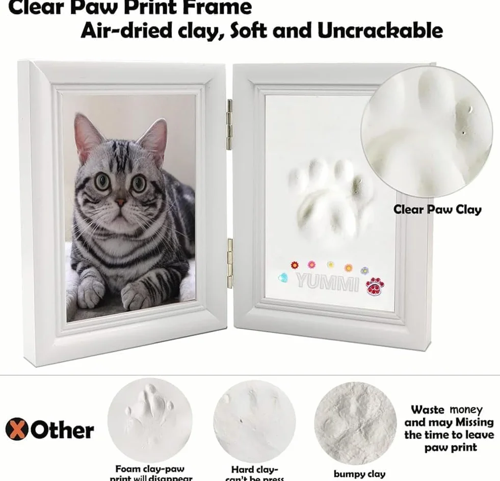 Set di impronte di zampe per cani e gatti, fai da te, in legno 3D, per cani o proprietari di gatti, per animali domestici (bianco)