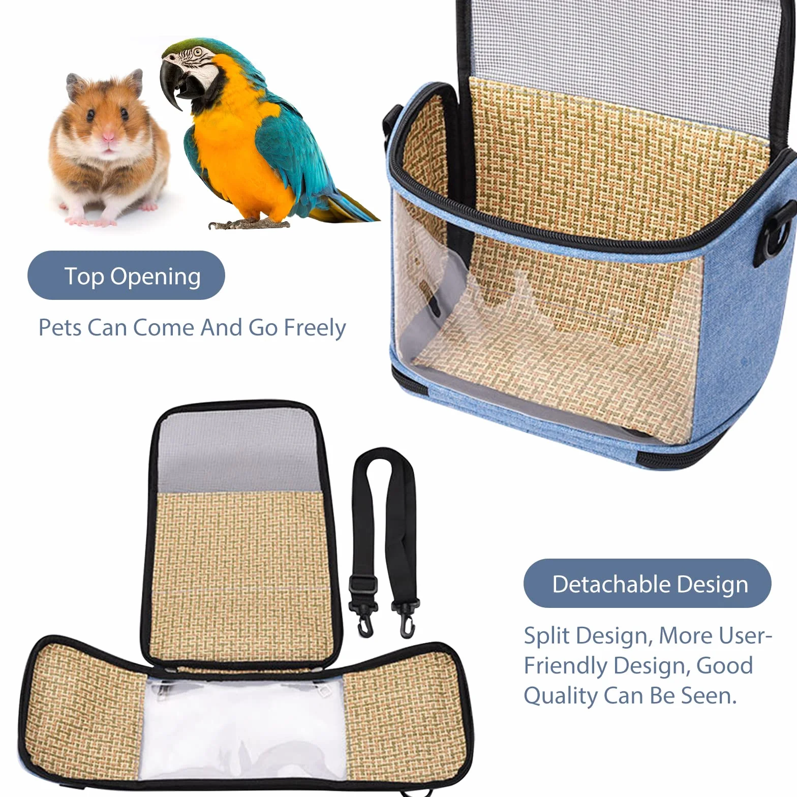 PETCUTE Trasportino per uccelli con Tracolla,Trasparente PVC Trasportino Portatile per Pappagalli per Uccelli da Compagnia,Borsa per il Trasporto di Uccelli con Cintura di sicurezza integrata
