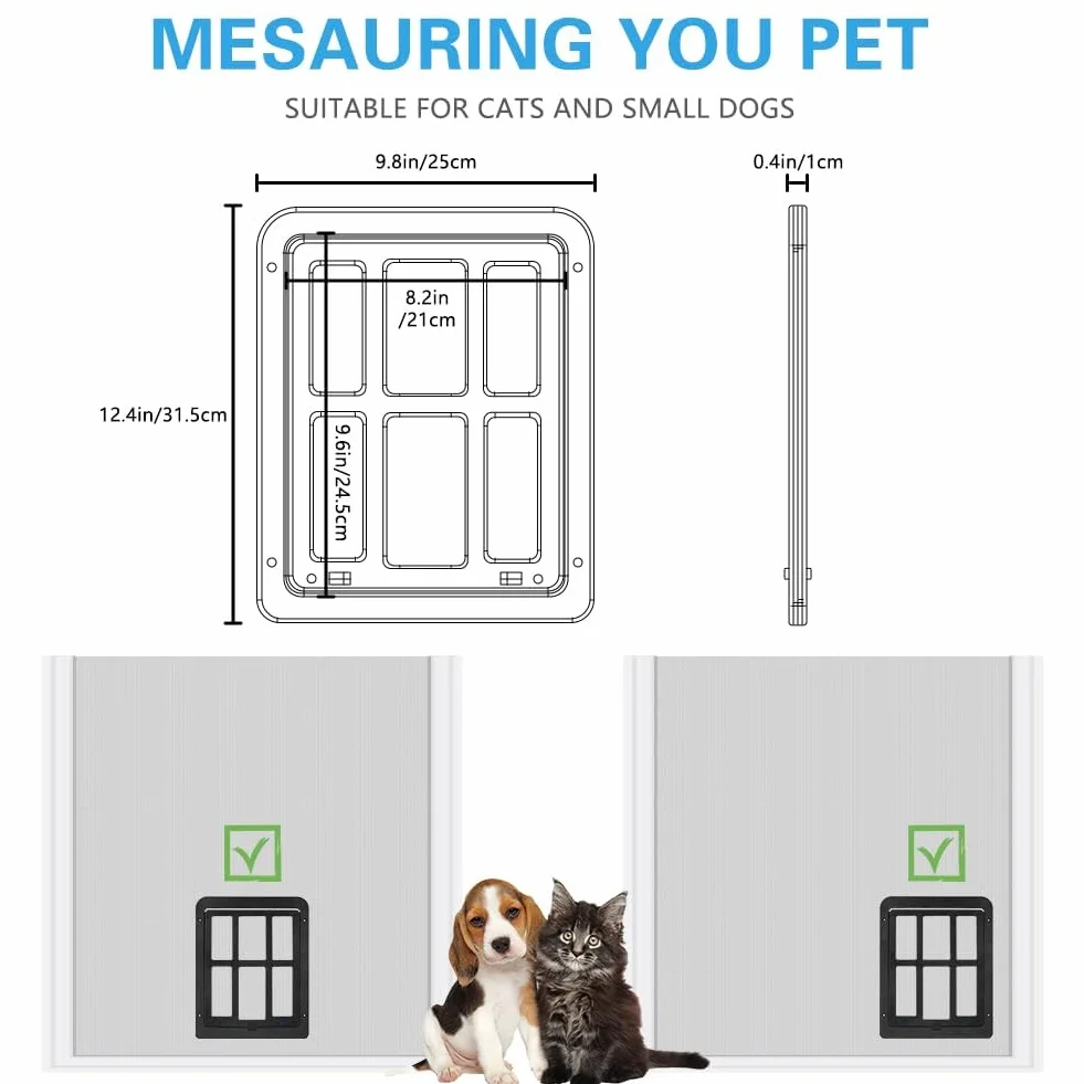 Porta Schermo per Animali Domestici 21x24,5 cm Chiusura Automatica con Serratura Magnetica