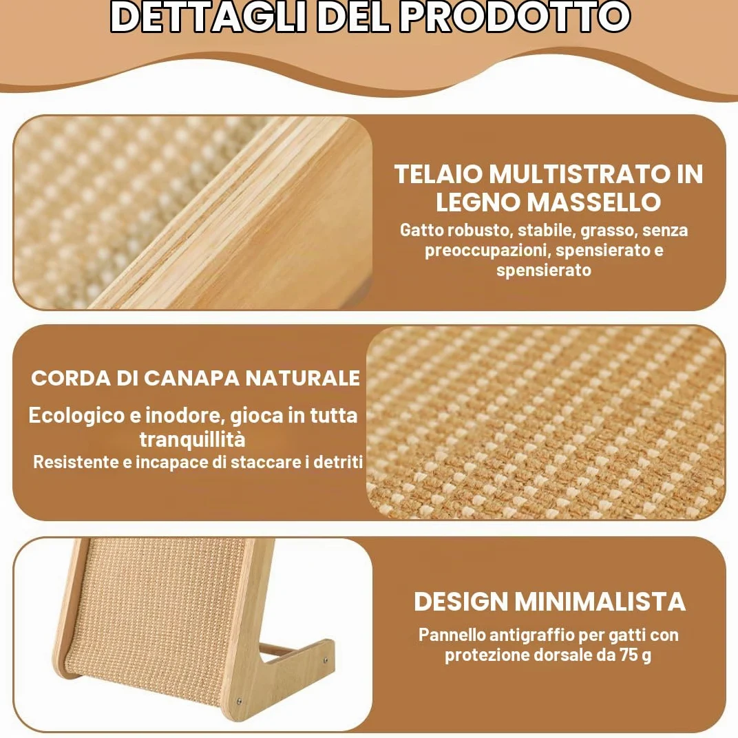 Tiragraffi per Gatti Doppio Uso 72cm | Graffio a L in Sisal Resistente, Tiragraffi da Parete e Angolo con Erba Gatta Integrata