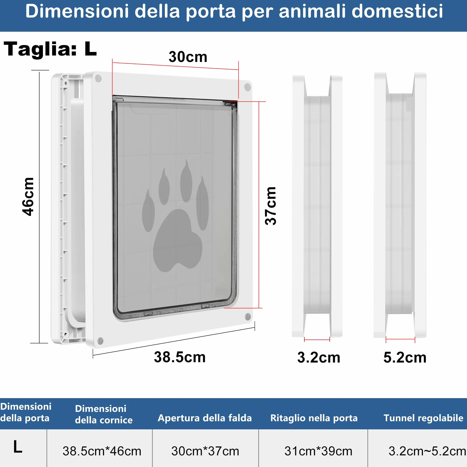 CEESC Porta per cani grande resistente alle intemperie fino a 45 kg con pannello di chiusura a scatto