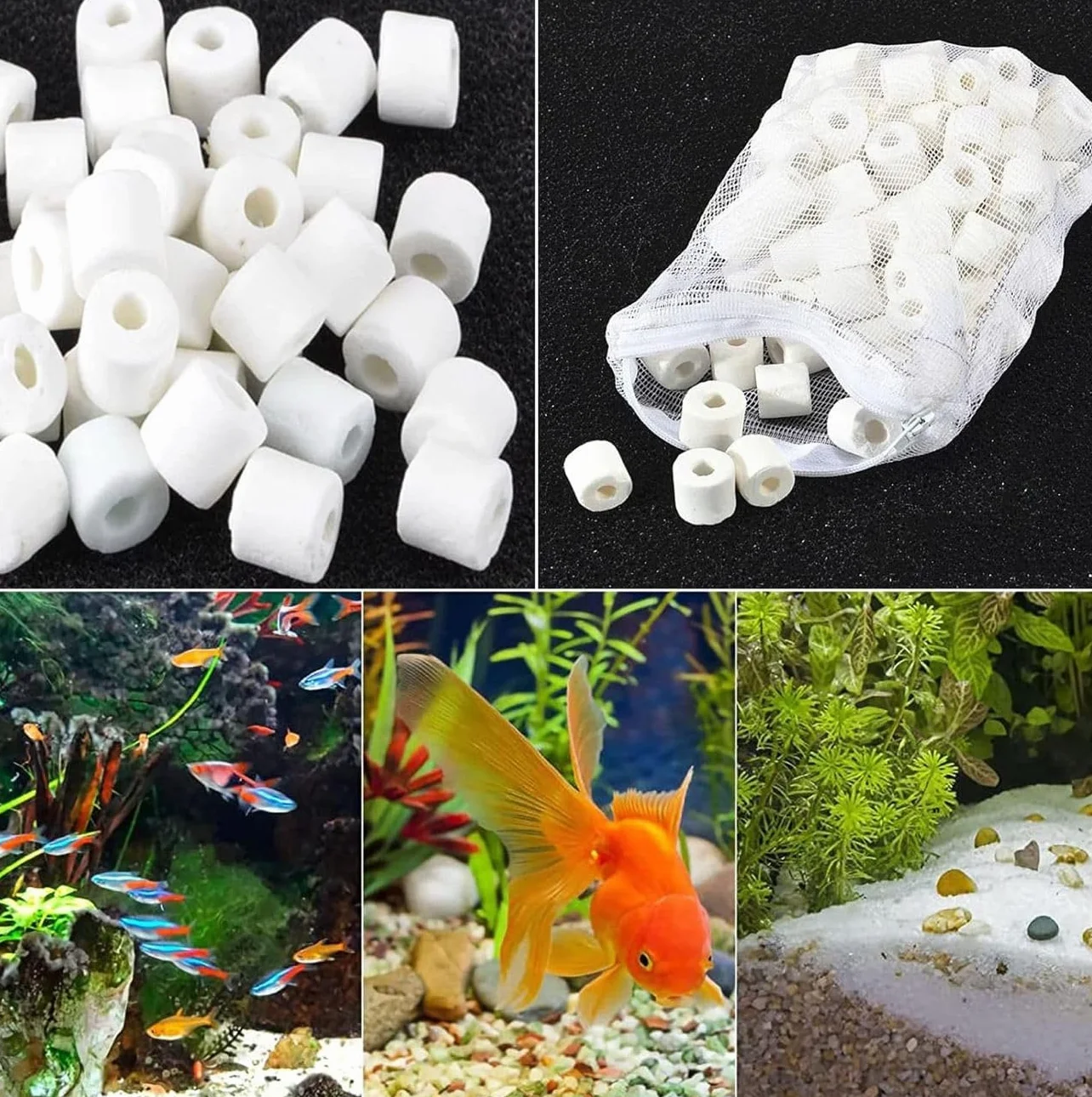 topolenashop Anelli Filtranti in Ceramica, Filtro Biologico per Acquari, 500GR in Sacchett, Tubetti di Ceramica Anelli Filtranti in Ceramica Biologica Cannolicchi Acquario Acqua Art.CR-500