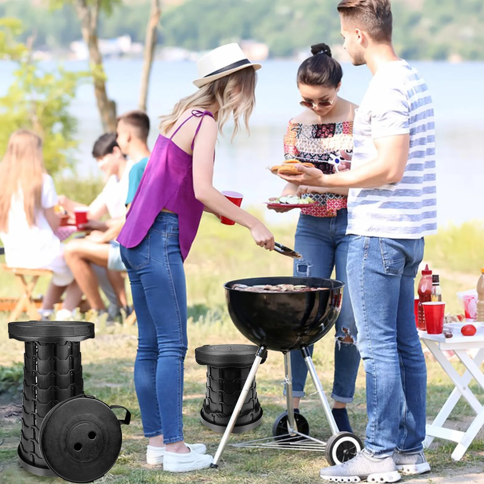 Maxentico Sgabello Pieghevole Portatile 150kg Carico Massimo per Campeggio e Viaggi