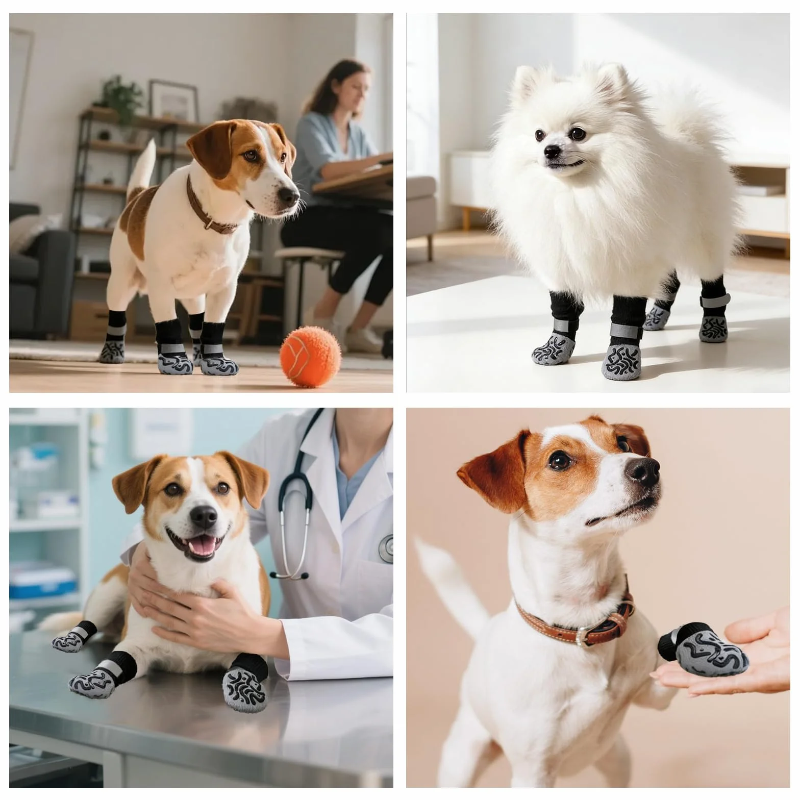 Calzini Antiscivolo per Cani Taglia Piccola Media (S) con Cinturini Regolabili