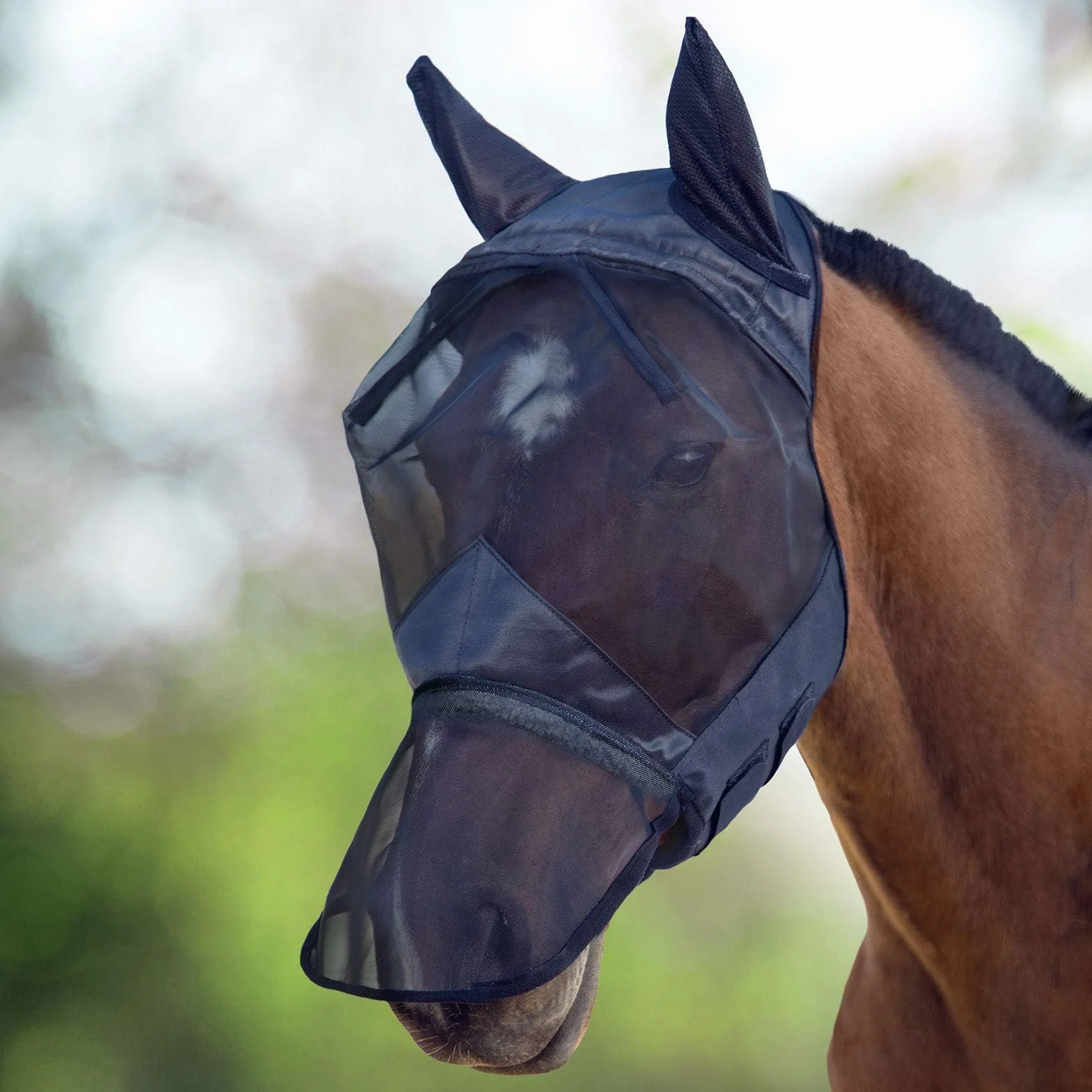 Harrison Howard CareMaster Maschera Anti-Mosche per Cavallo UV Protezione Pieno Volto Nero (M; COB)