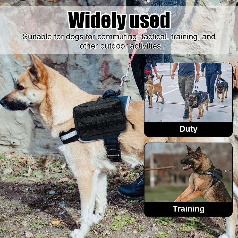 Borsa da Sella per Cani, Zaino Tattico per Imbracatura per Cane in Nylon 1000D, Molle Zaini per Trasporto Cani con Scomparti, per Guinzagli, Collari, Ciotole, Sacchetti per Escrementi e Chiavi