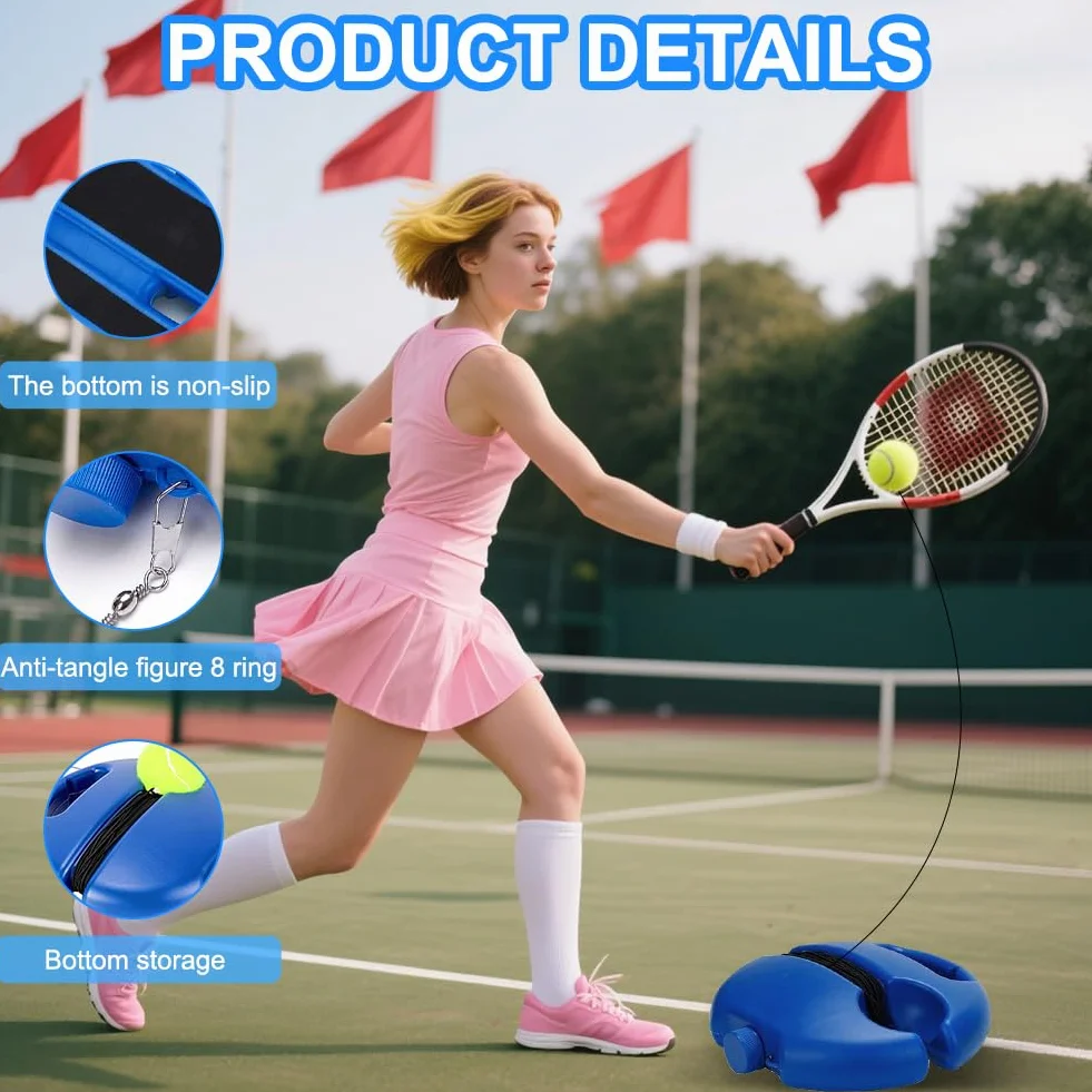 Set allenamento tennis portatile con palline e corda per esterni giardino parco