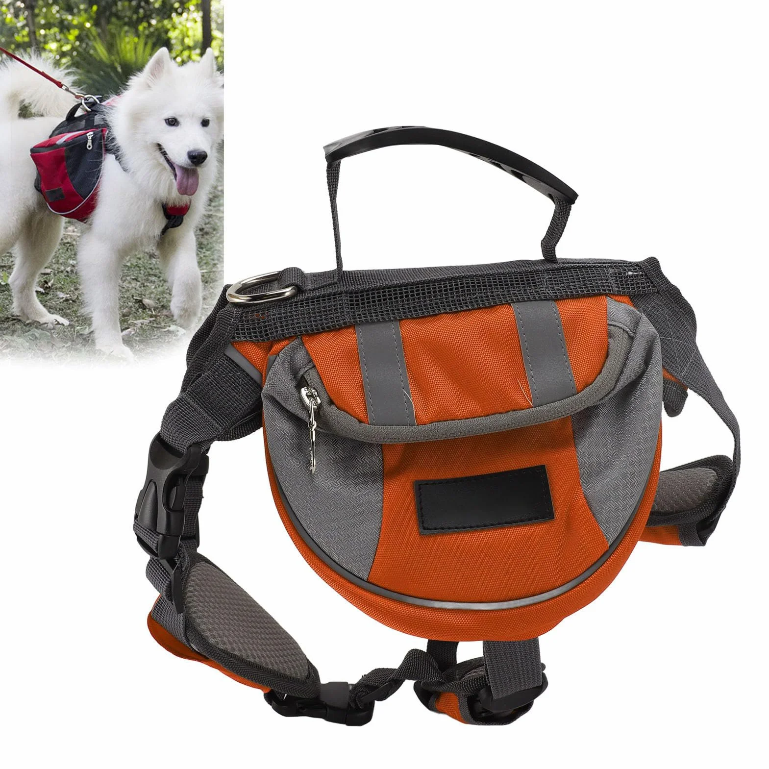 Borsa da Sella per Zaino per Cani, Borsa da Sella con Imbracatura Regolabile con Tasche Laterali di Sicurezza Riflettenti Gilet per Cani per Escursionismo, Campeggio, Viaggi,