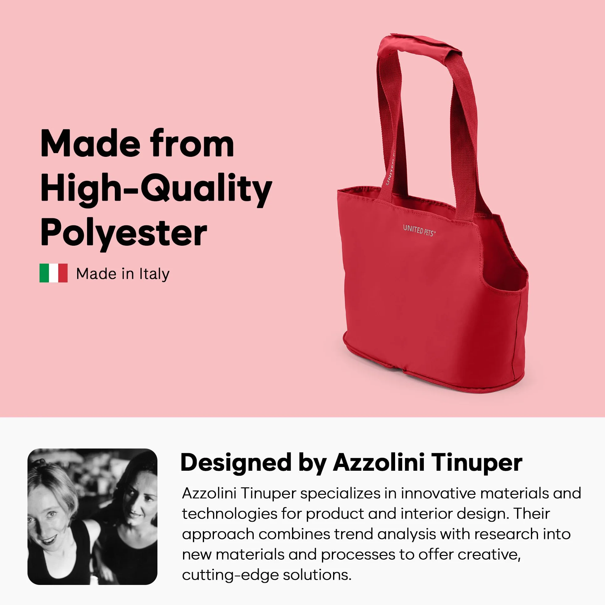 UNITED PETS Lazy Dog Borsa Trasportino per Cani Piccoli, Trasportino per Piccoli Animali Domestici, di Design, Leggera, Pieghevole, Rosso