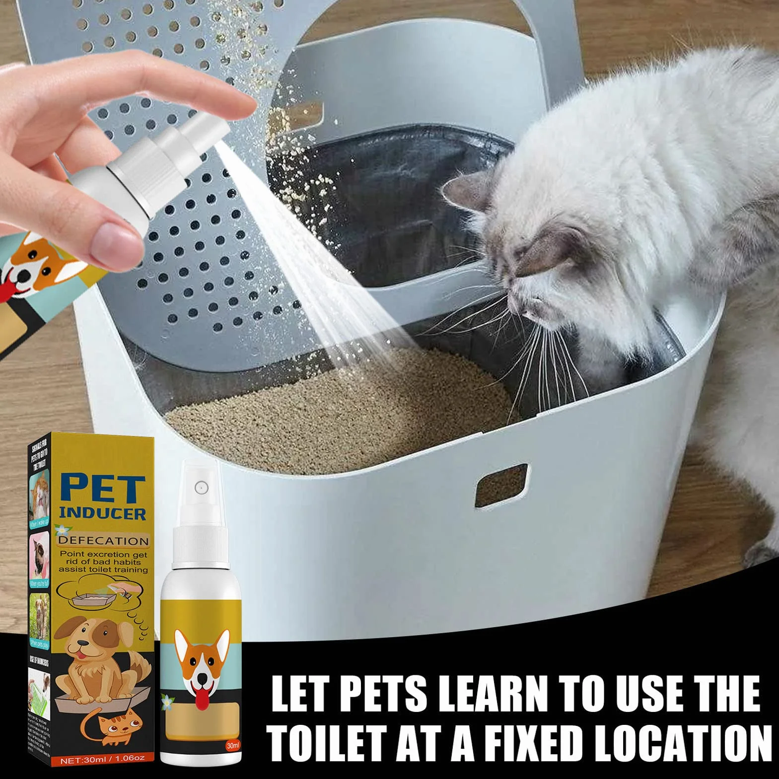 Tnfeeon Spray per Addestramento del Cane, Spray per Attrazione per Cani e Gatti Che Addestrano Il Vasino, Vasino per Animali dal Design Compatto da 30 Ml
