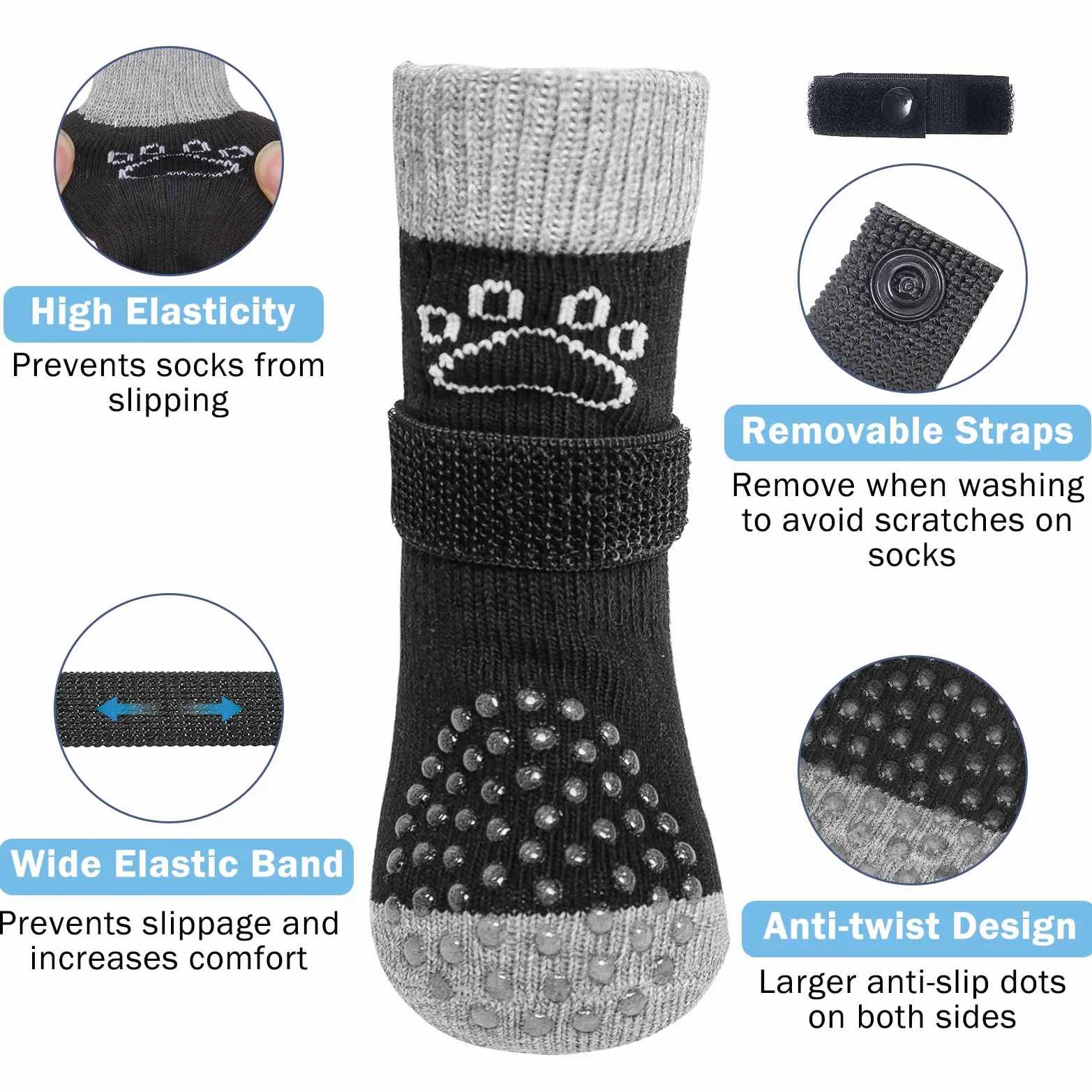 SCENEREAL Calzini per cani per evitare di leccare le zampe, Black Pearl Paw S