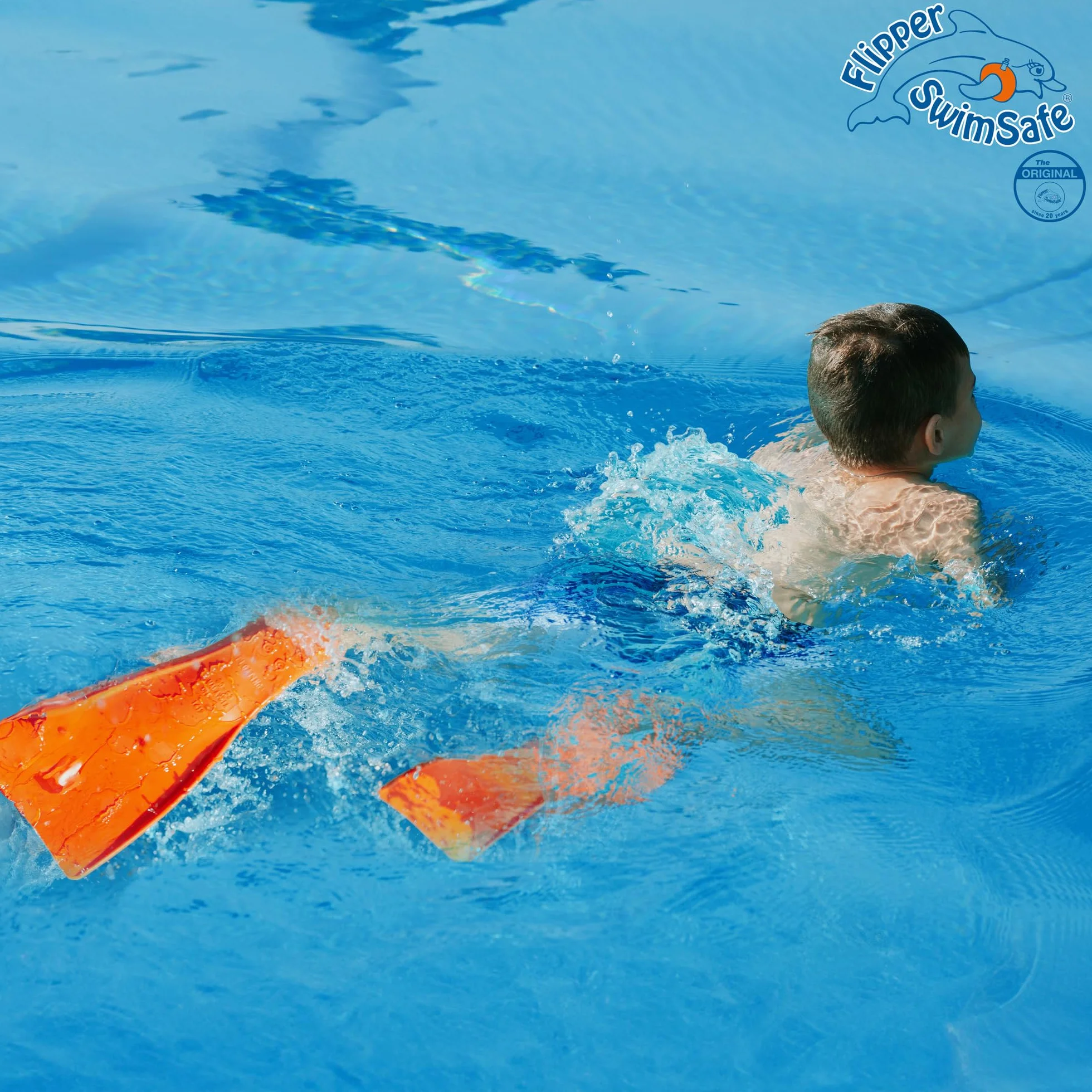 Flipper SwimSafe Pinne da Nuoto per Bambini e Adolescenti in Gomma Naturale Blu o Arancione