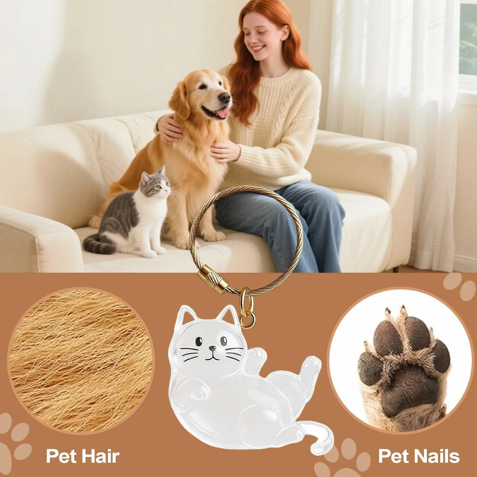 Portachiavi Commemorativo Gatto Ciondolo Bottiglia Trasparente Porta Ricordi Cane Donna Borsetta Vacanza Zaino Scuola