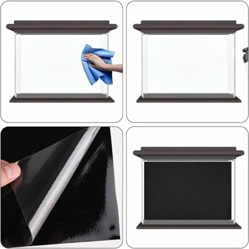 Sfondo per acquario, statico adesivo per acquario, sfondo nero in PVC, varie dimensioni per la decorazione della casa (30 x 200 cm)