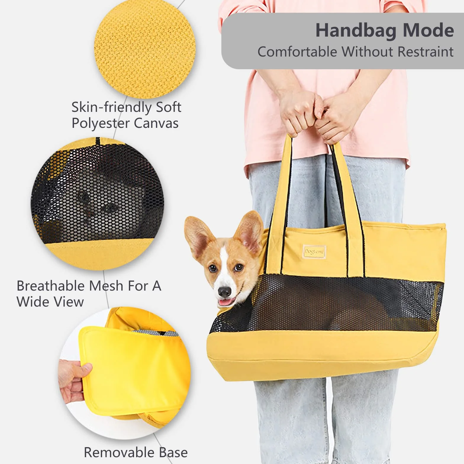 PETCUTE Borsa da Trasporto per Cani Fino a 10kg Pieghevole a Tracolla con Tappetino Rimovibile e Gancio di Sicurezza