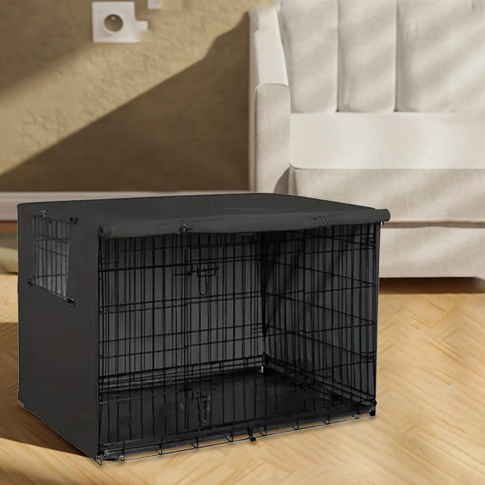 Copertura Gabbia Cani Impermeabile Tessuto Oxford 210D Doppia Porta per Kennel Cuccioli Gatti Addestramento Interni Esterni