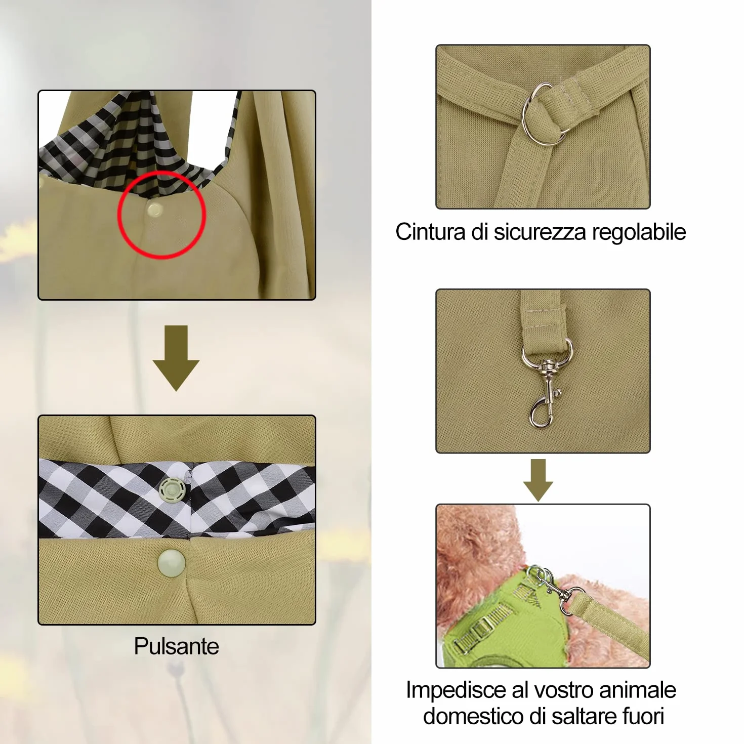 PETLOFT Borsa Trasportino Zaino per Cani Piccoli, Cross-Body Pet Sling Carrier, Regolabile Fino a 4.99kg