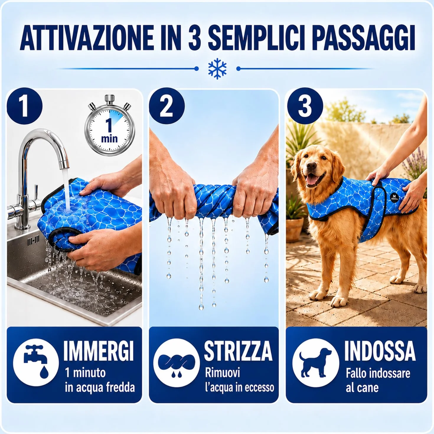 DOGOPAL Gilet Refrigerante per Cani, Giubbotto Rinfrescante Attivato dall'Acqua con Protezione UV, Taglia XL, Blu