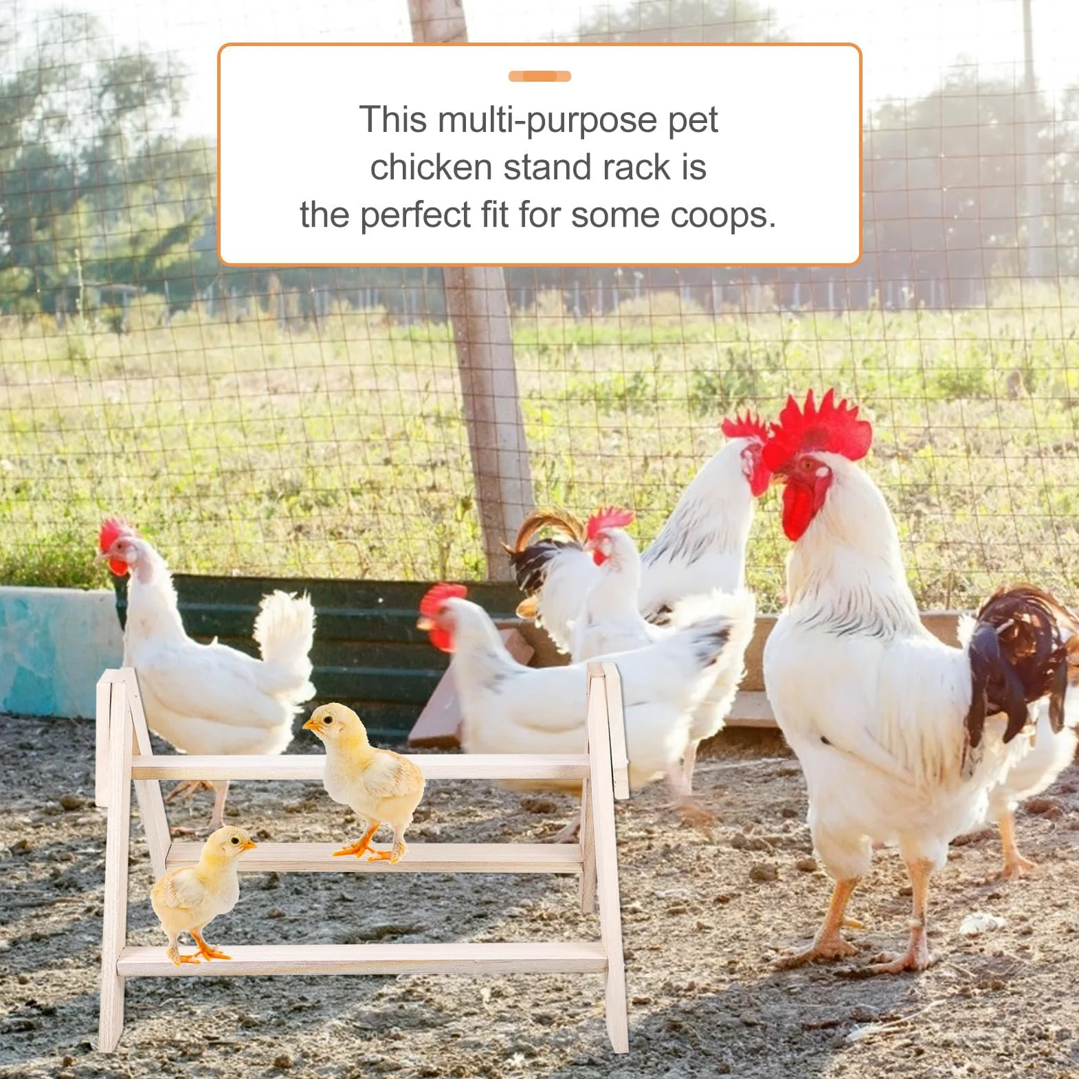 GALPADA Supporto per Galline in Legno Beige Scala Posatoio per Esercizio e Intrattenimento Uccelli da Gabbia Pet