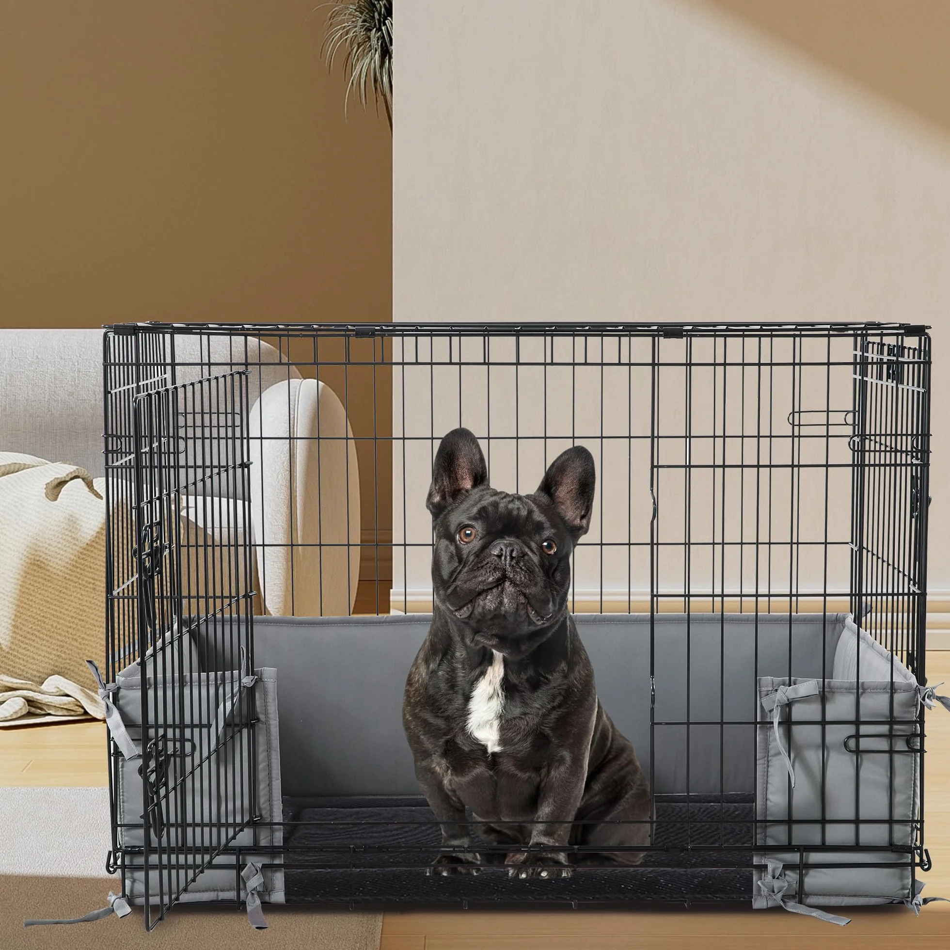 HOMBYS Paraurti per Gabbia per Cani con Lacci, Accessorio Morbido per Addestramento, Sicuro e Confortevole