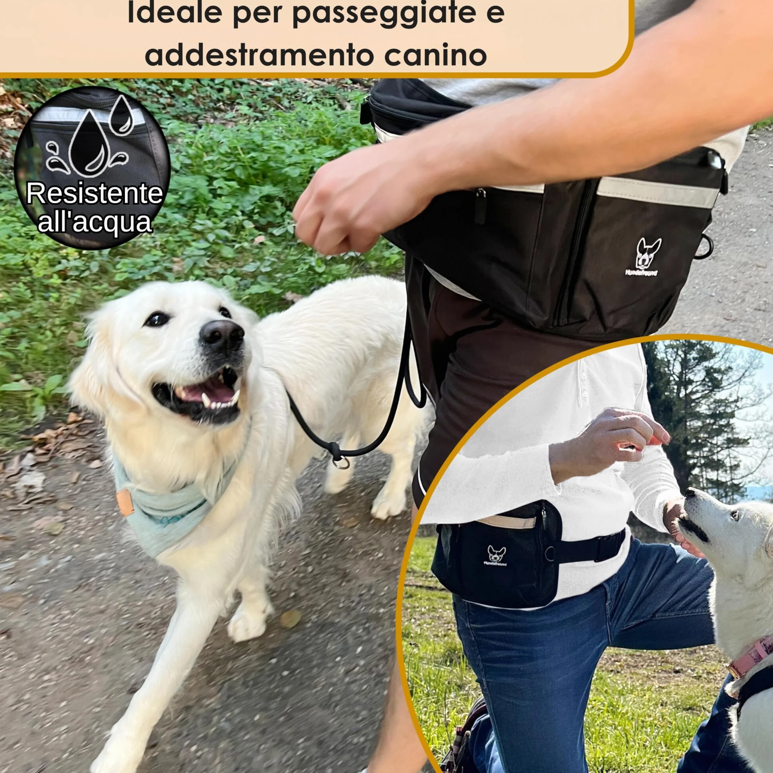 Hundefreund Borsa PortaSnack per Cani XXL - Tasca Ultra-Grande Riflettente con Cintura - Sacchetto di 58 cm per Passeggiate e Addestramento Canino