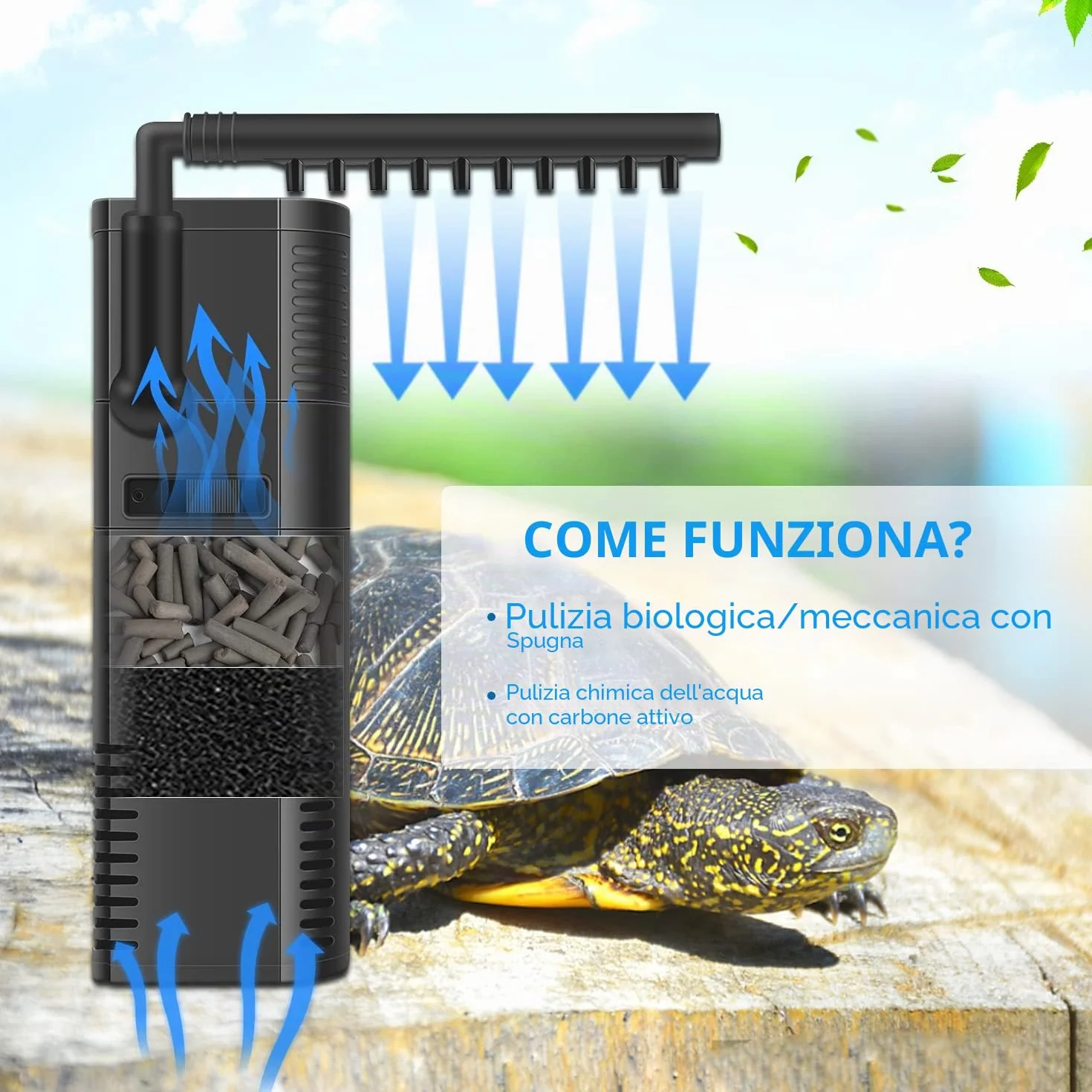 Filtro Interno Acquario all'Interno Pompa Filtro con Barra dello Spruzzo per Pesce Serbatoio 300L/450L/H 2/6W (300L)
