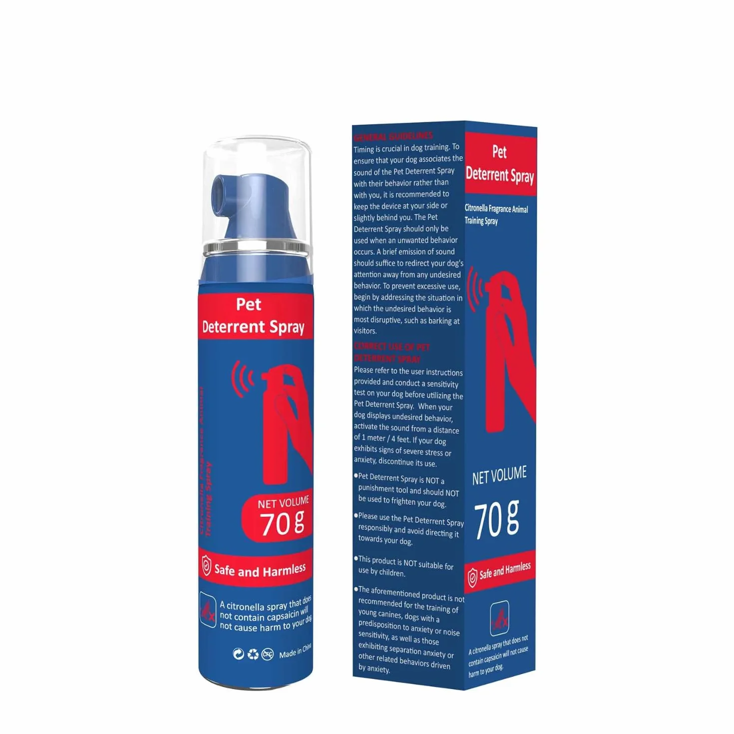 Spray Correttivo per Cani ad Aria Compressa con Citronella - Deterrente Sonoro Sicuro e Umano per Addestramento - Aiuta a Ridurre Abbaio, Salti e Comportamenti Indesiderati - Fino a 70 Spruzzi (70 g)