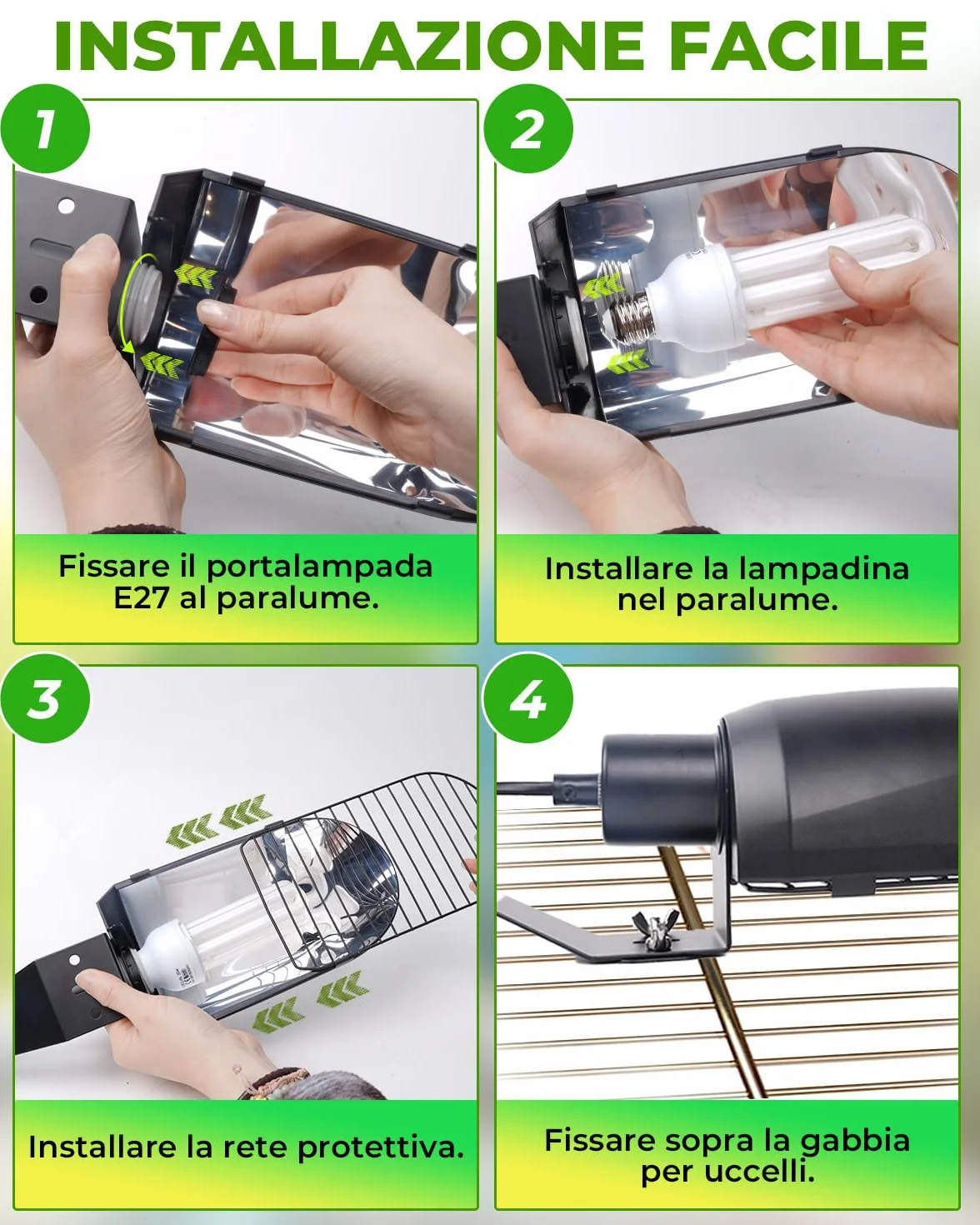 GlowUp Lampadina UVB 2.4 20W E27 per Pappagalli Kit Combinato