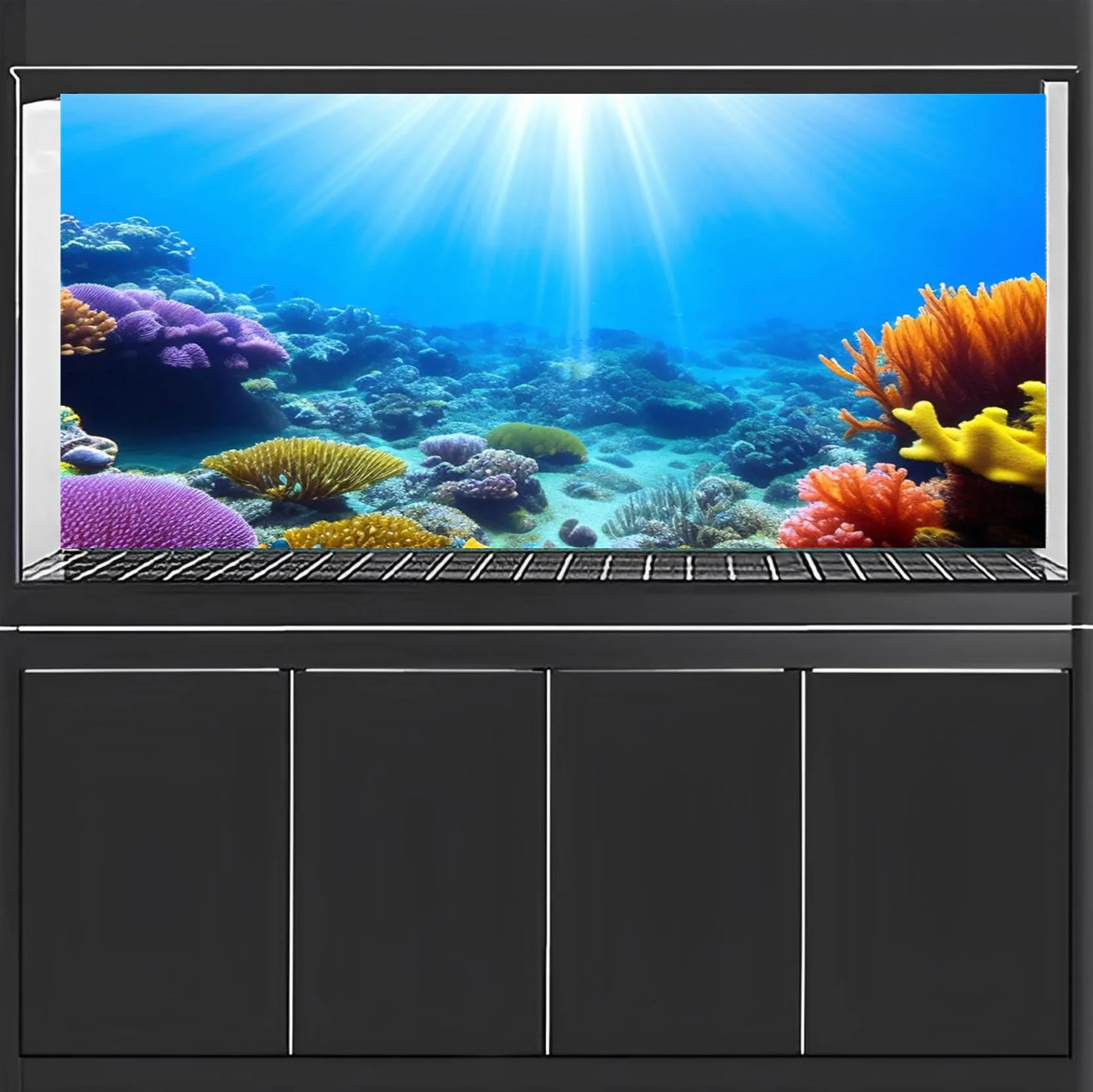 120x50cm Acquario Subacqueo Sfondo Luce del Sole Blu Mare Colorato Barriera Corallina Mondo Sottomarino Pesce Serbatoio Poster Sfondo